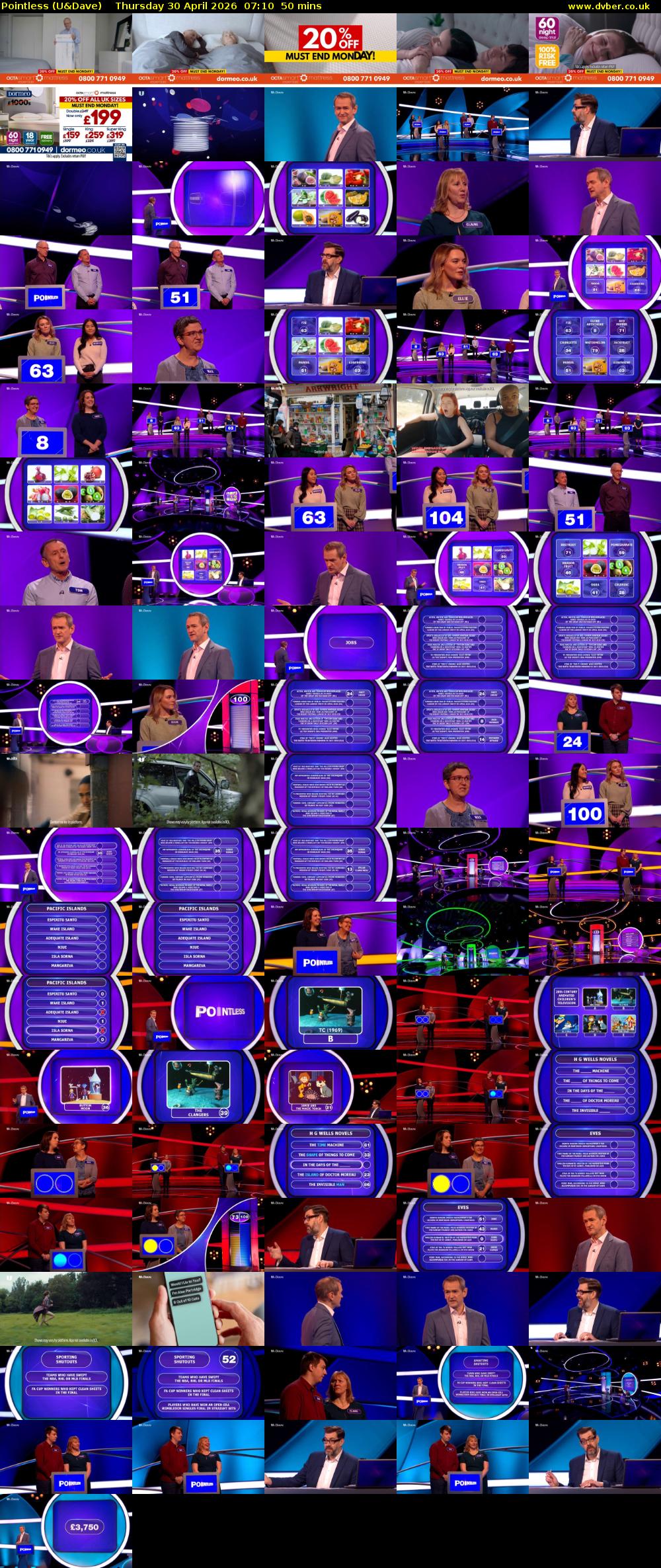 Pointless (U&Dave) Thursday 30 April 2026 07:10 - 08:00