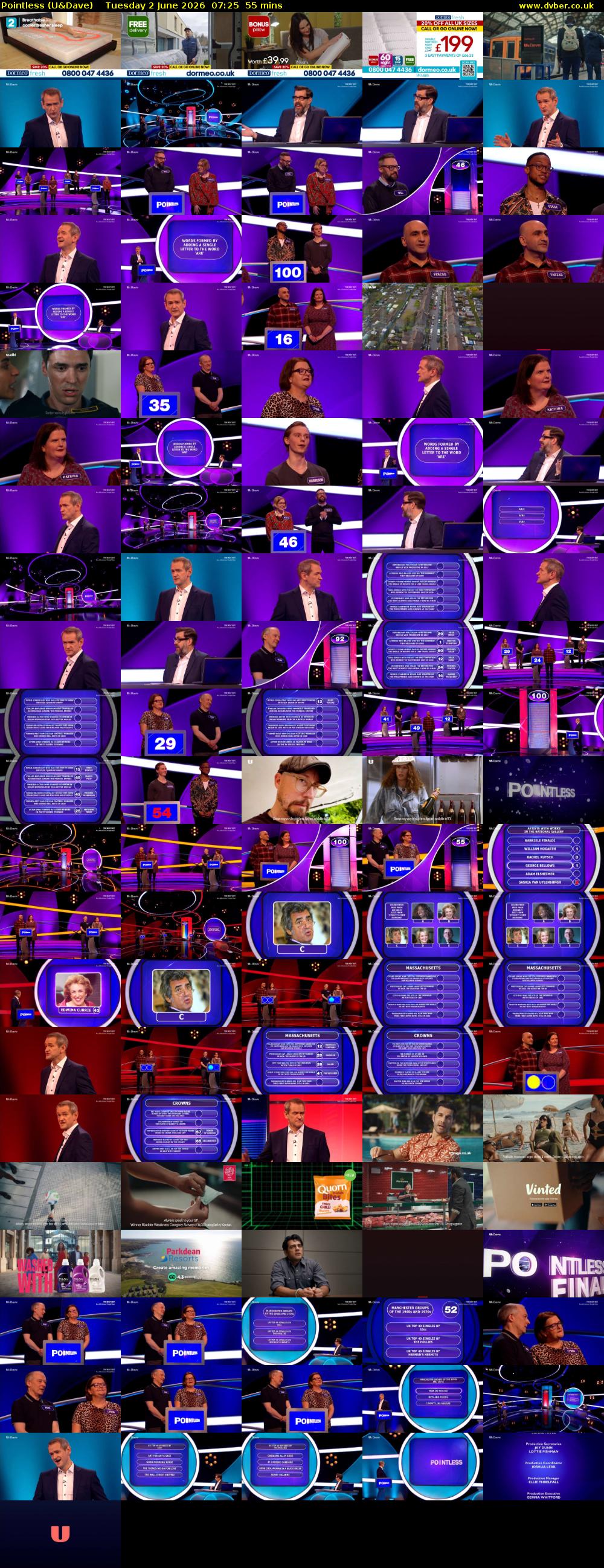 Pointless (U&Dave) Tuesday 2 June 2026 07:25 - 08:20