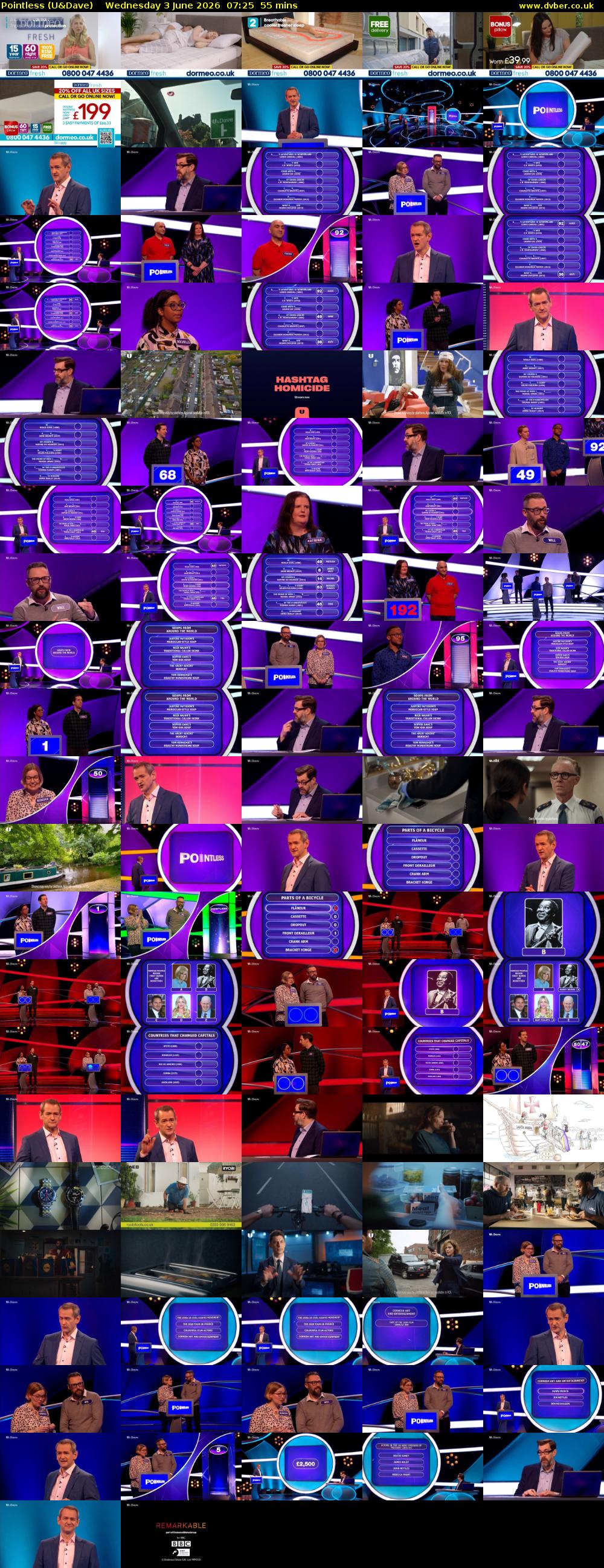 Pointless (U&Dave) Wednesday 3 June 2026 07:25 - 08:20