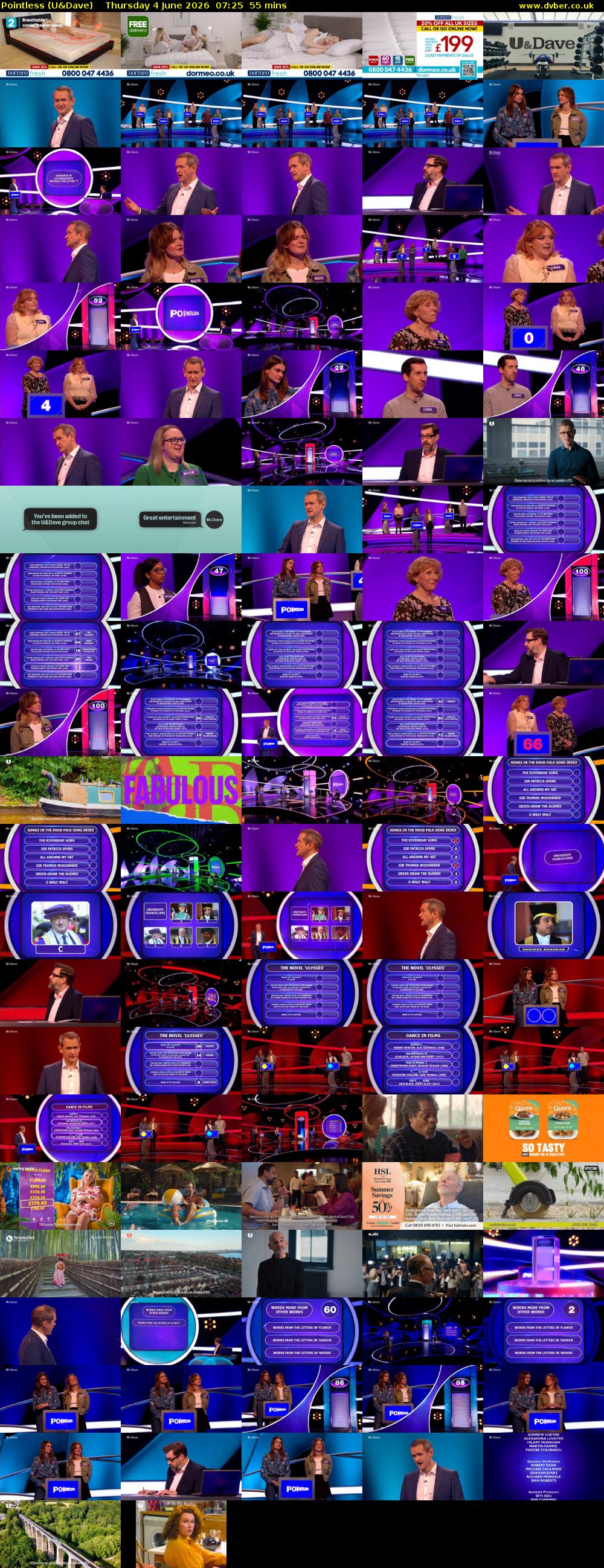 Pointless (U&Dave) Thursday 4 June 2026 07:25 - 08:20