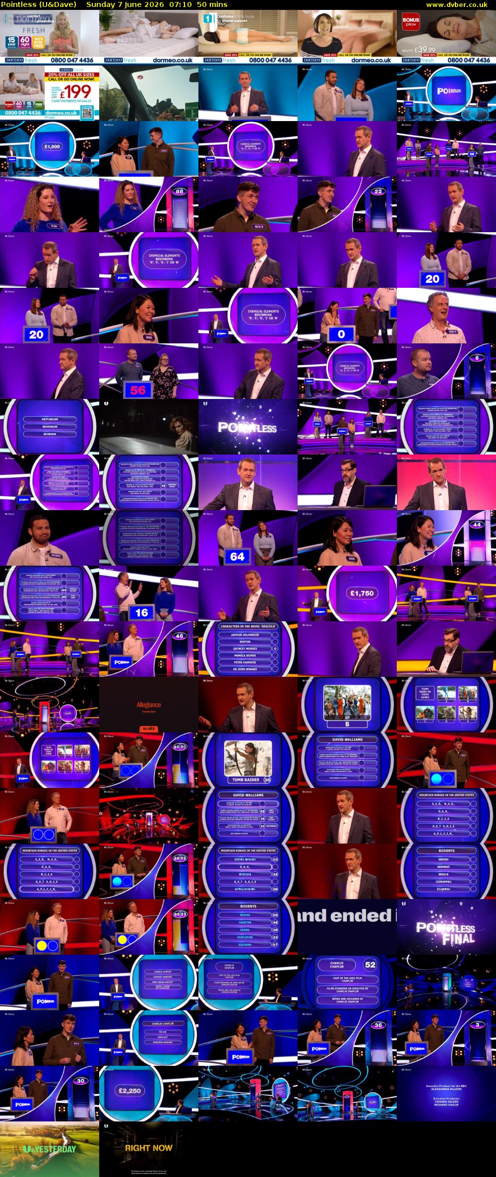 Pointless (U&Dave) Sunday 7 June 2026 07:10 - 08:00