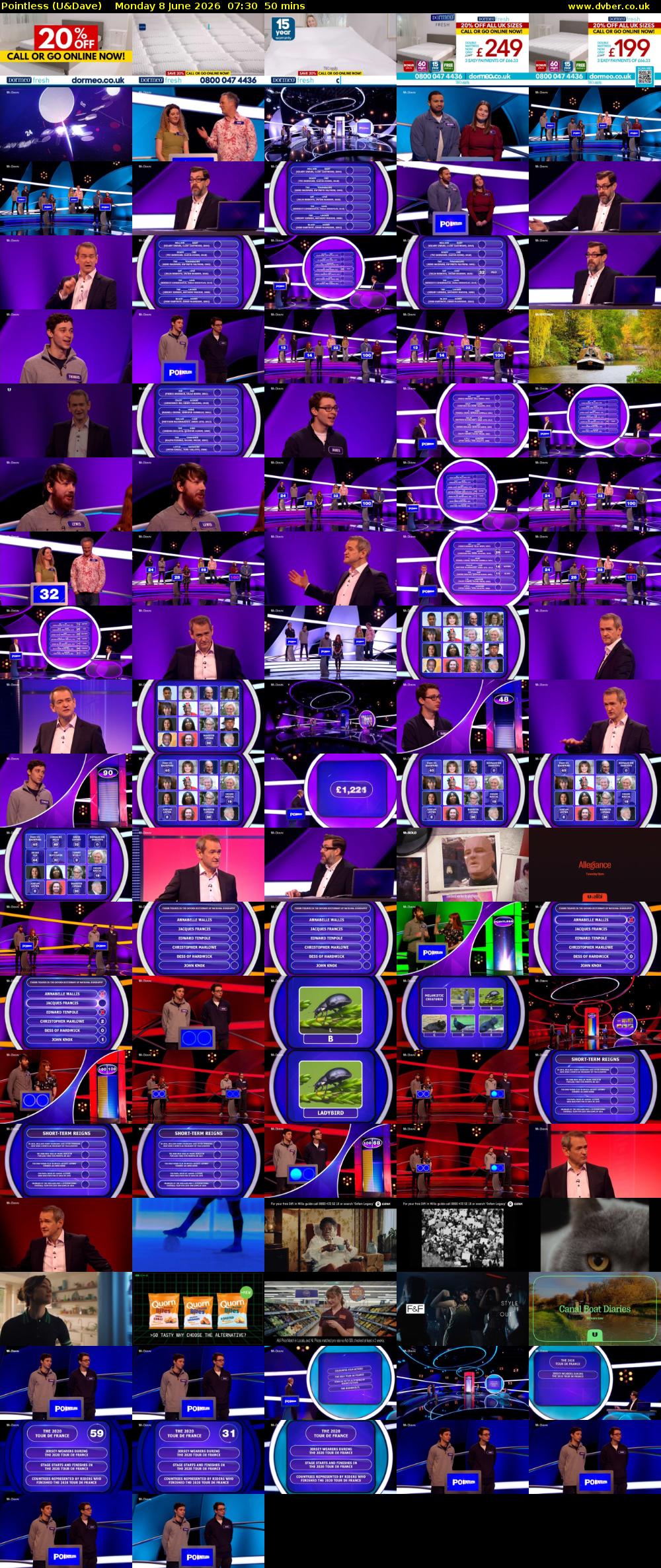 Pointless (U&Dave) Monday 8 June 2026 07:30 - 08:20