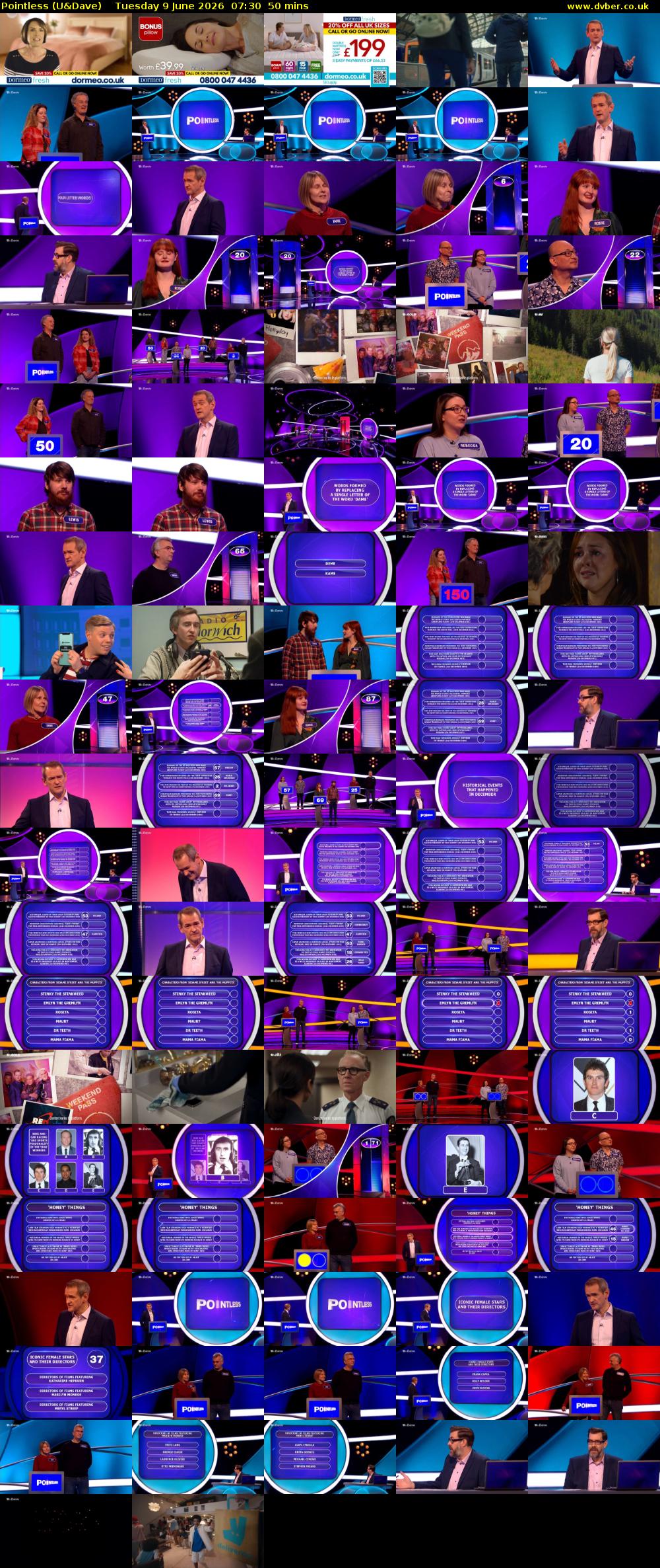 Pointless (U&Dave) Tuesday 9 June 2026 07:30 - 08:20