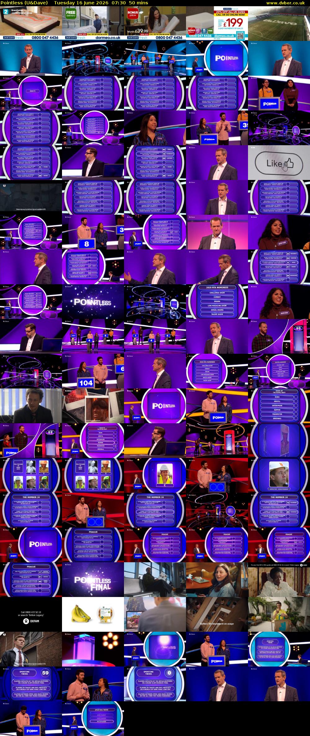 Pointless (U&Dave) Tuesday 16 June 2026 07:30 - 08:20