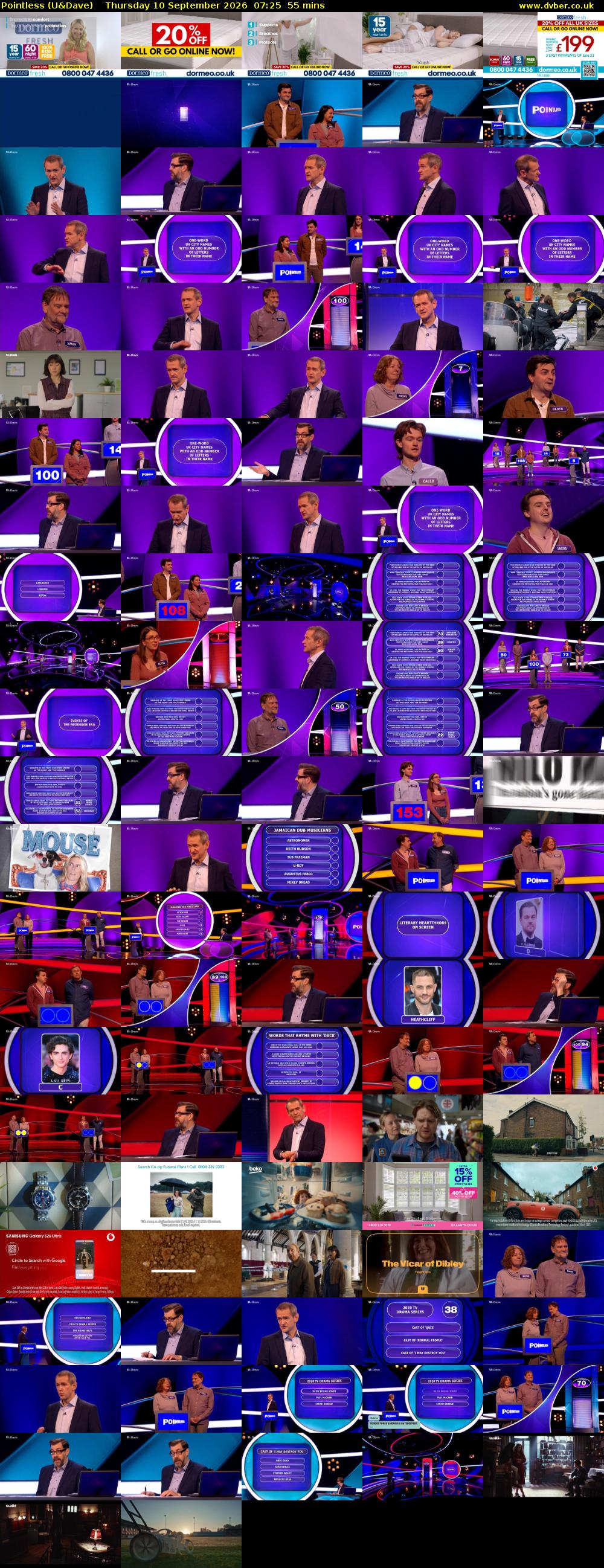 Pointless (U&Dave) Thursday 10 September 2026 07:25 - 08:20
