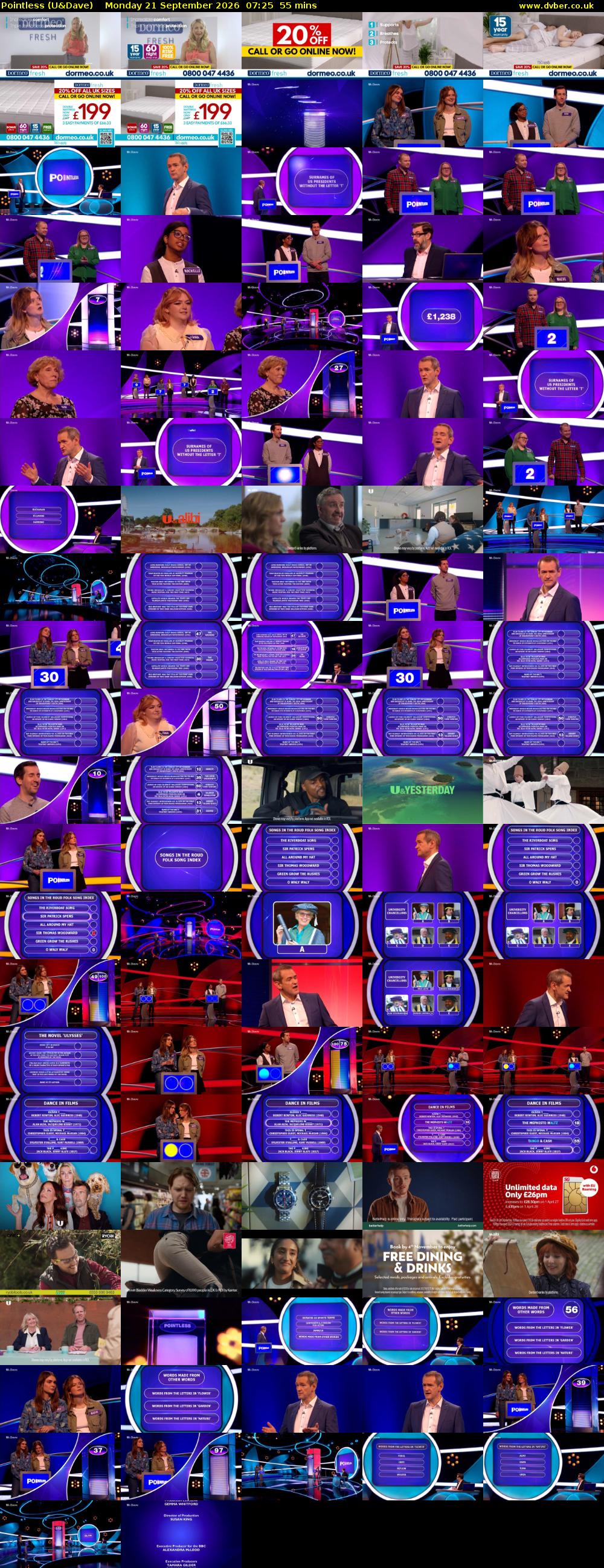 Pointless (U&Dave) Monday 21 September 2026 07:25 - 08:20