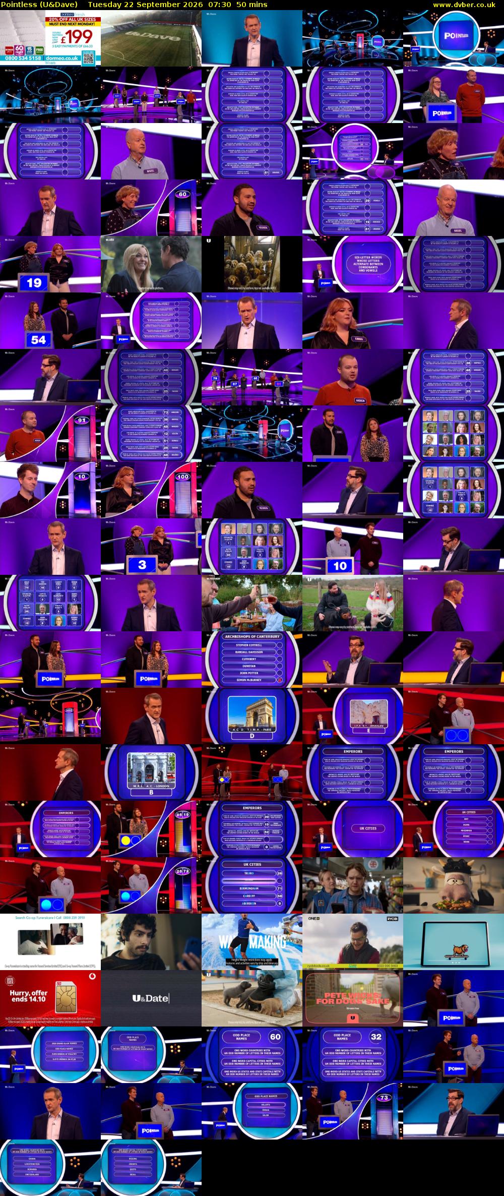 Pointless (U&Dave) Tuesday 22 September 2026 07:30 - 08:20