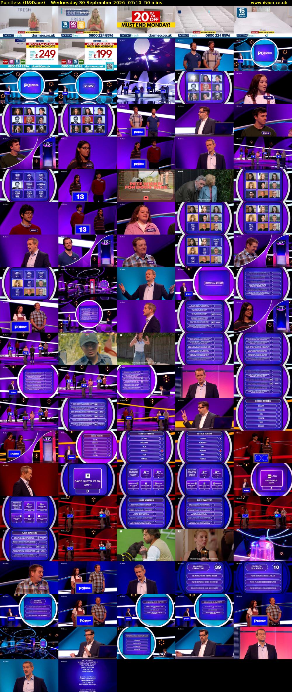 Pointless (U&Dave) Wednesday 30 September 2026 07:10 - 08:00