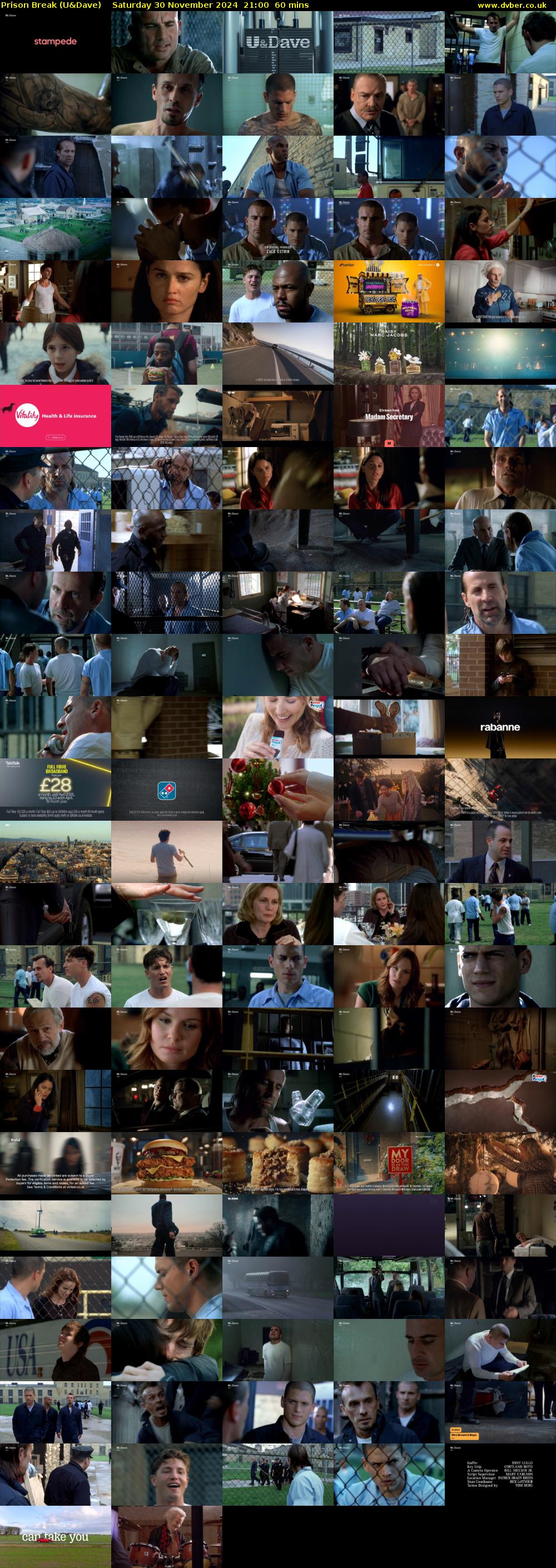 Prison Break (U&Dave) Saturday 30 November 2024 21:00 - 22:00