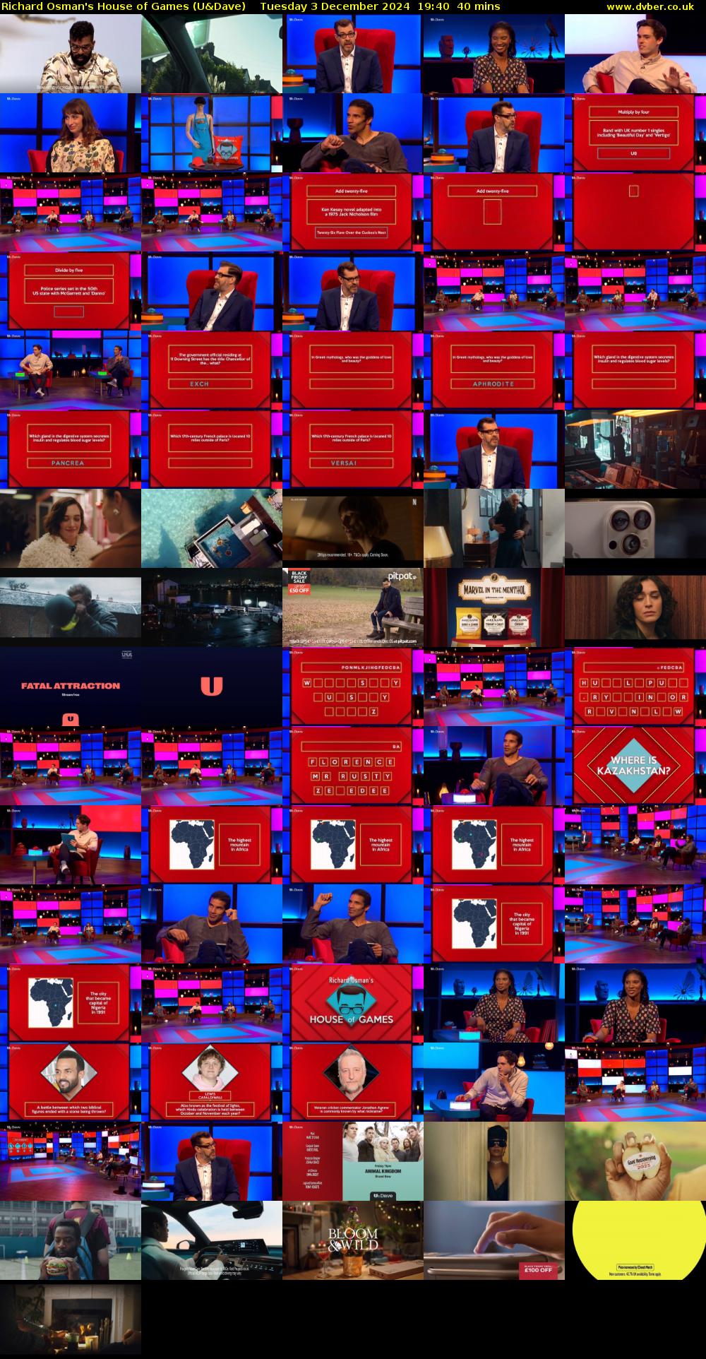 Richard Osman's House of Games (U&Dave) Tuesday 3 December 2024 19:40 - 20:20