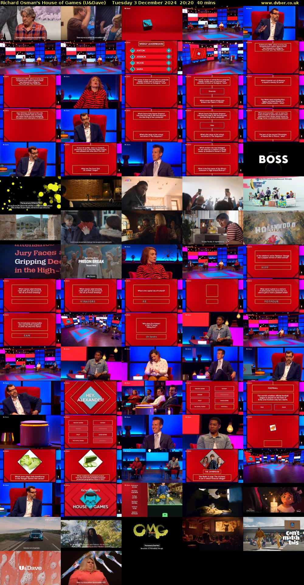 Richard Osman's House of Games (U&Dave) Tuesday 3 December 2024 20:20 - 21:00