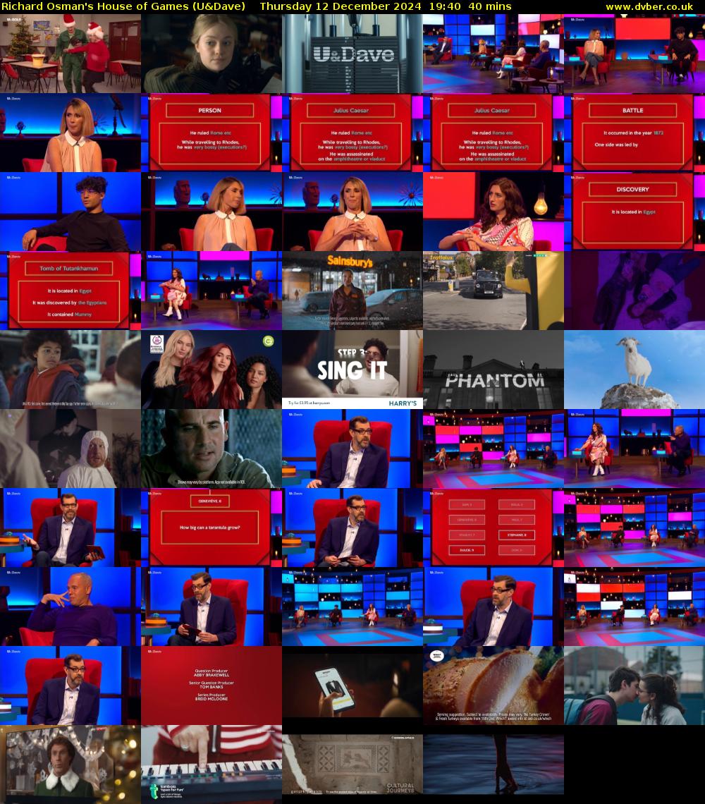 Richard Osman's House of Games (U&Dave) Thursday 12 December 2024 19:40 - 20:20