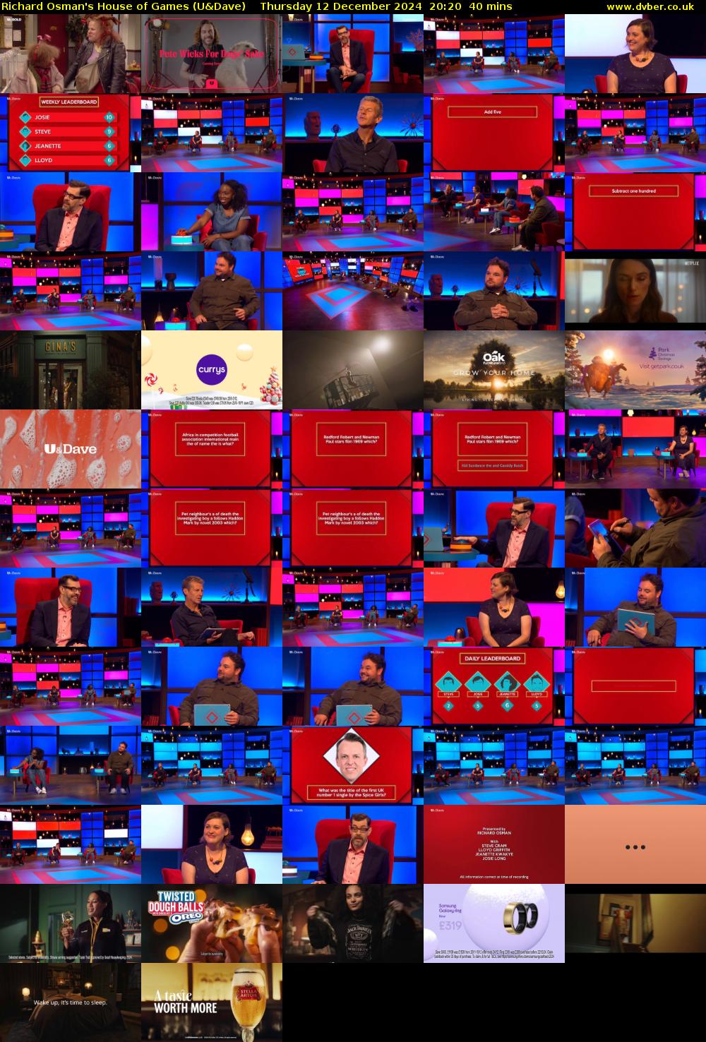 Richard Osman's House of Games (U&Dave) Thursday 12 December 2024 20:20 - 21:00