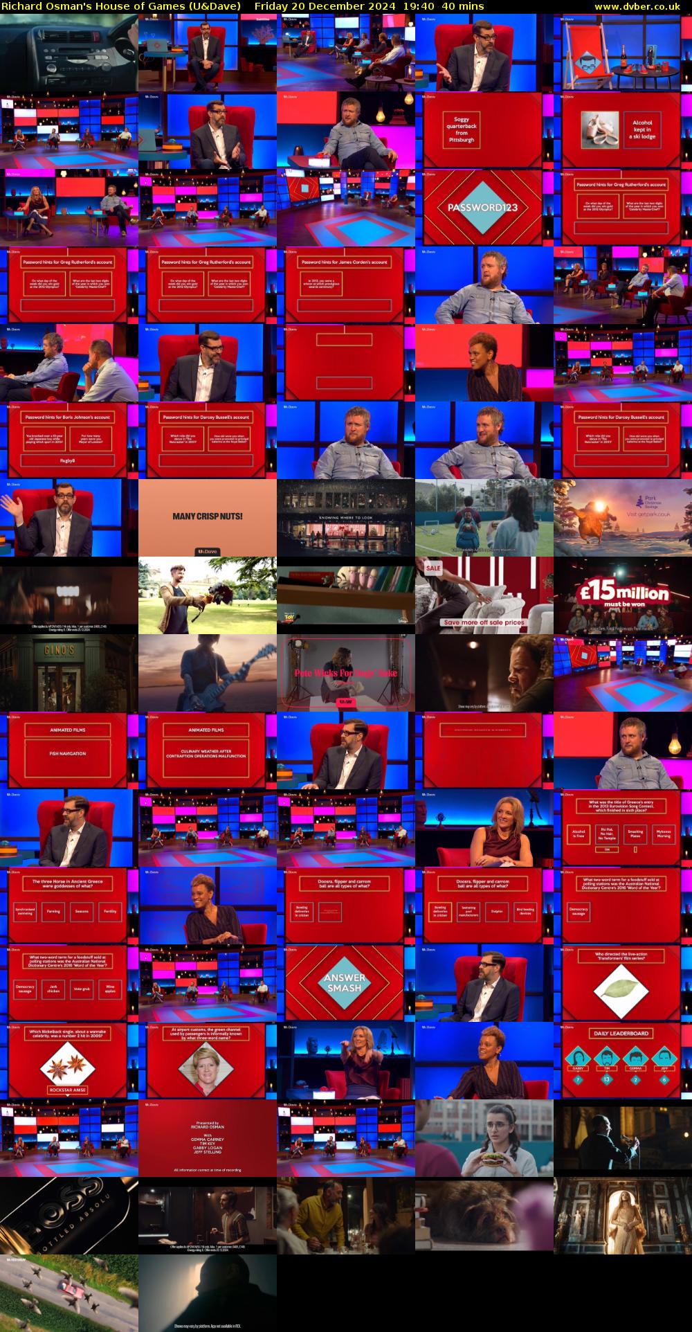 Richard Osman's House of Games (U&Dave) Friday 20 December 2024 19:40 - 20:20