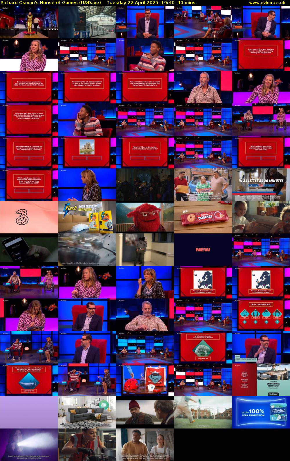Richard Osman's House of Games (U&Dave) Tuesday 22 April 2025 19:40 - 20:20