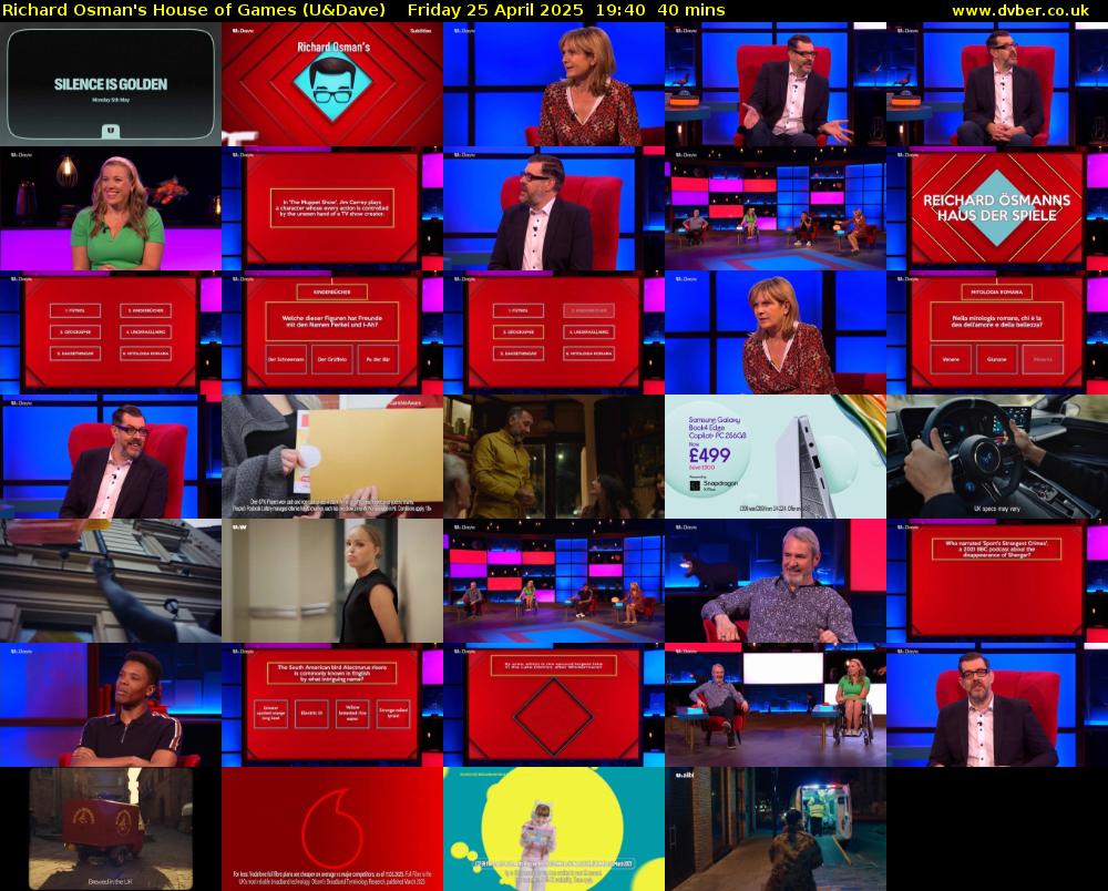 Richard Osman's House of Games (U&Dave) Friday 25 April 2025 19:40 - 20:20