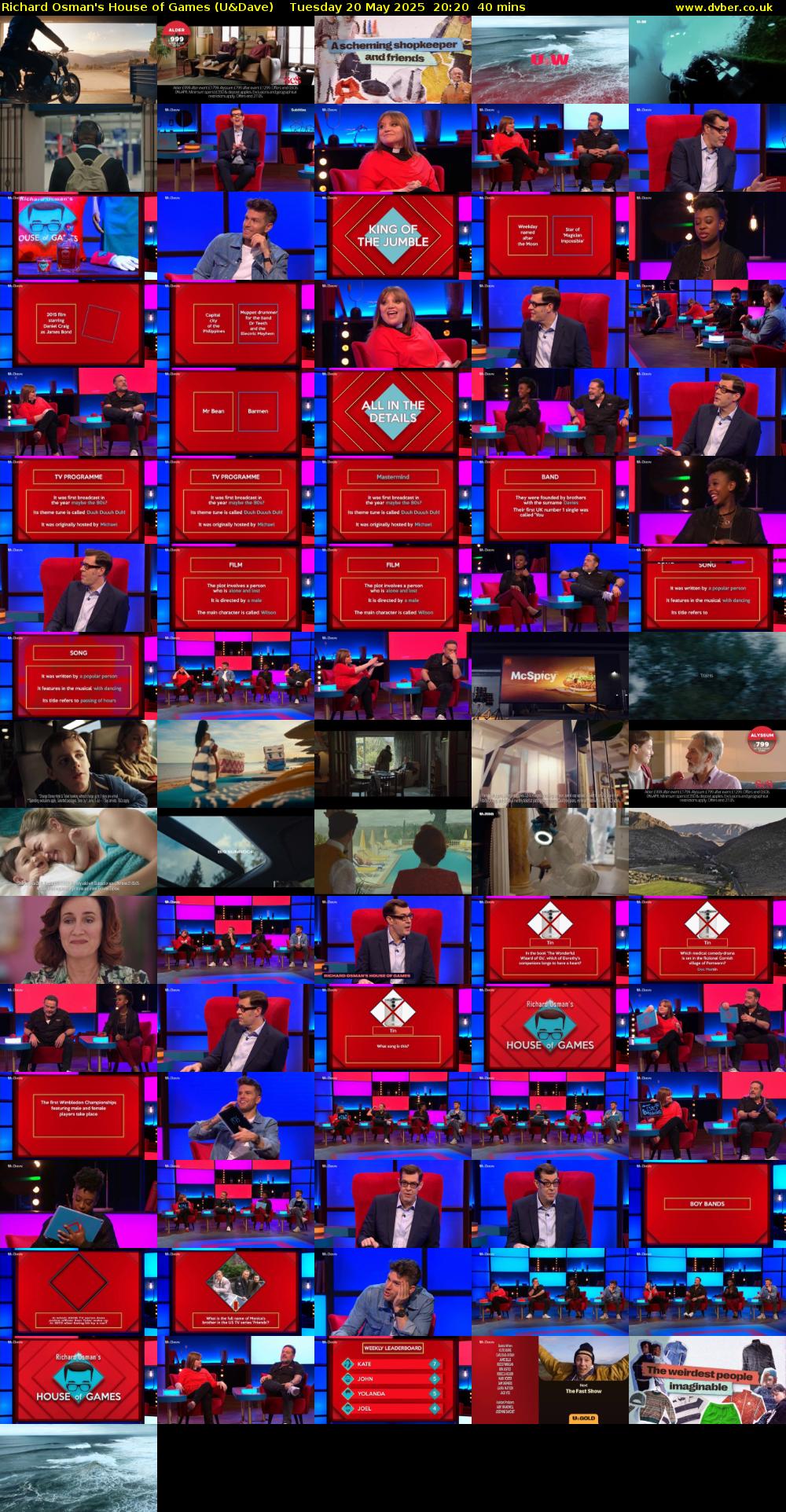 Richard Osman's House of Games (U&Dave) Tuesday 20 May 2025 20:20 - 21:00