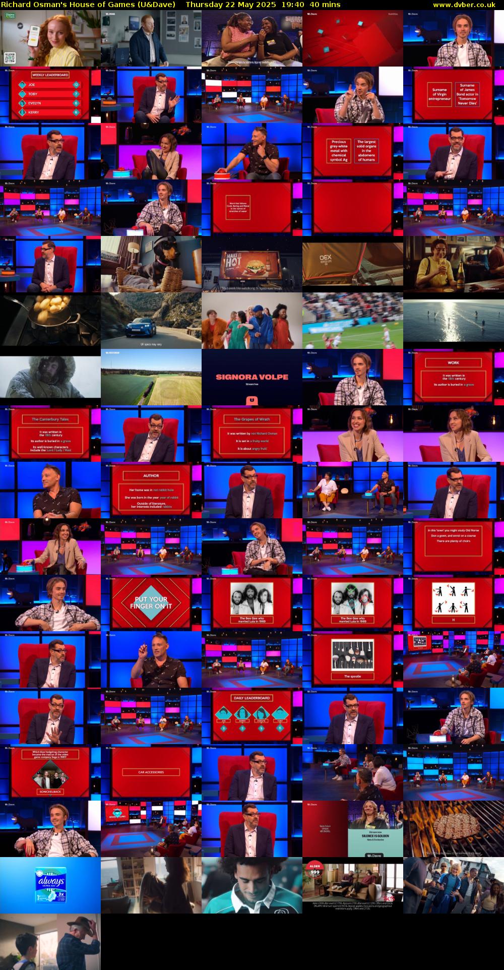 Richard Osman's House of Games (U&Dave) Thursday 22 May 2025 19:40 - 20:20