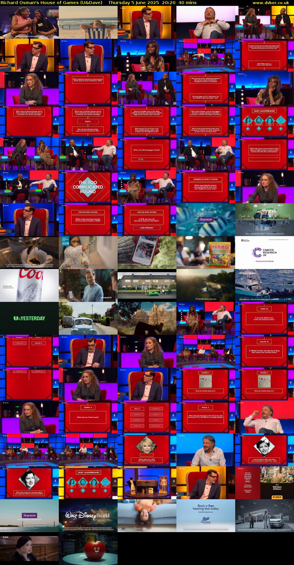 Richard Osman's House of Games (U&Dave) Thursday 5 June 2025 20:20 - 21:00