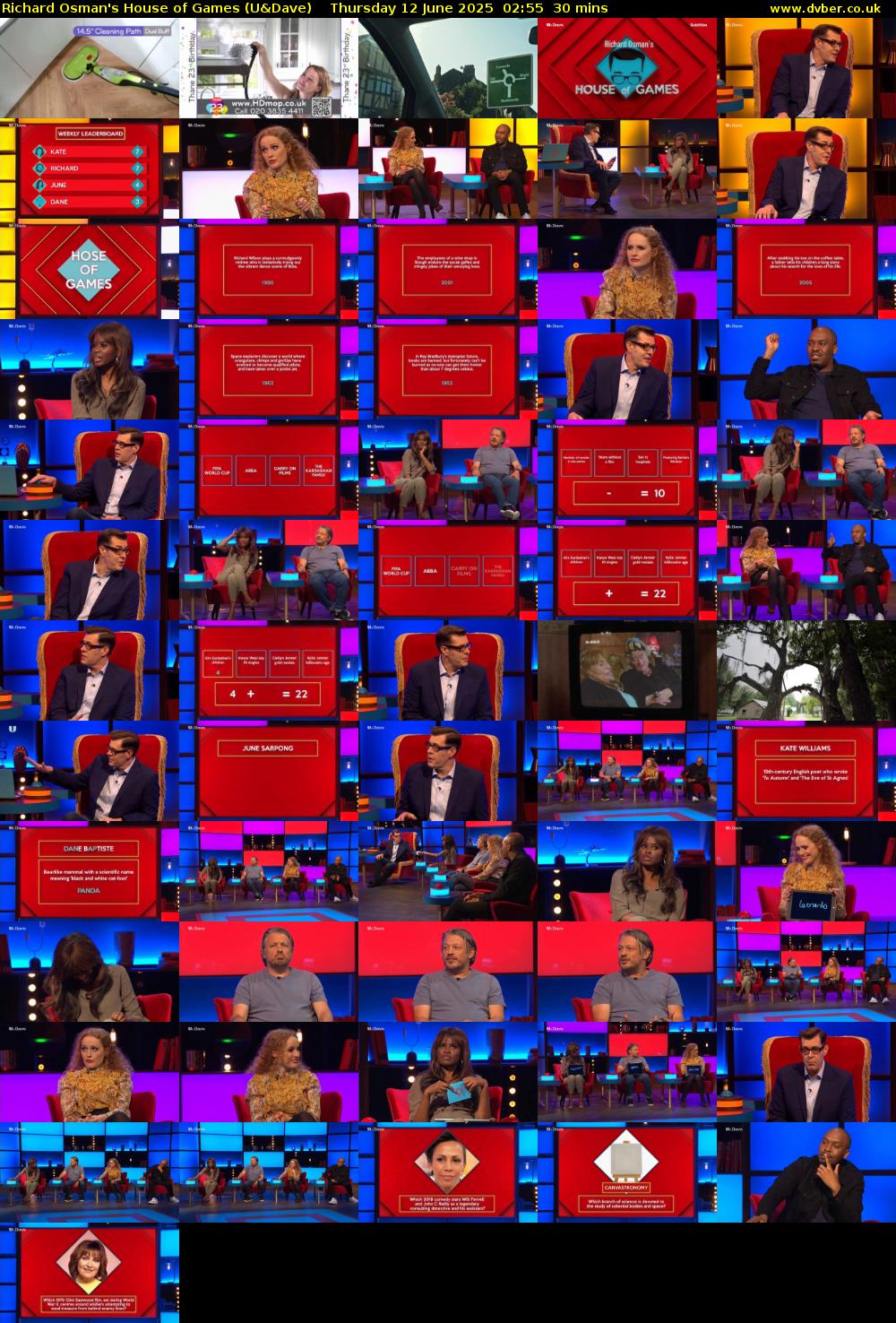 Richard Osman's House of Games (U&Dave) Thursday 12 June 2025 02:55 - 03:25