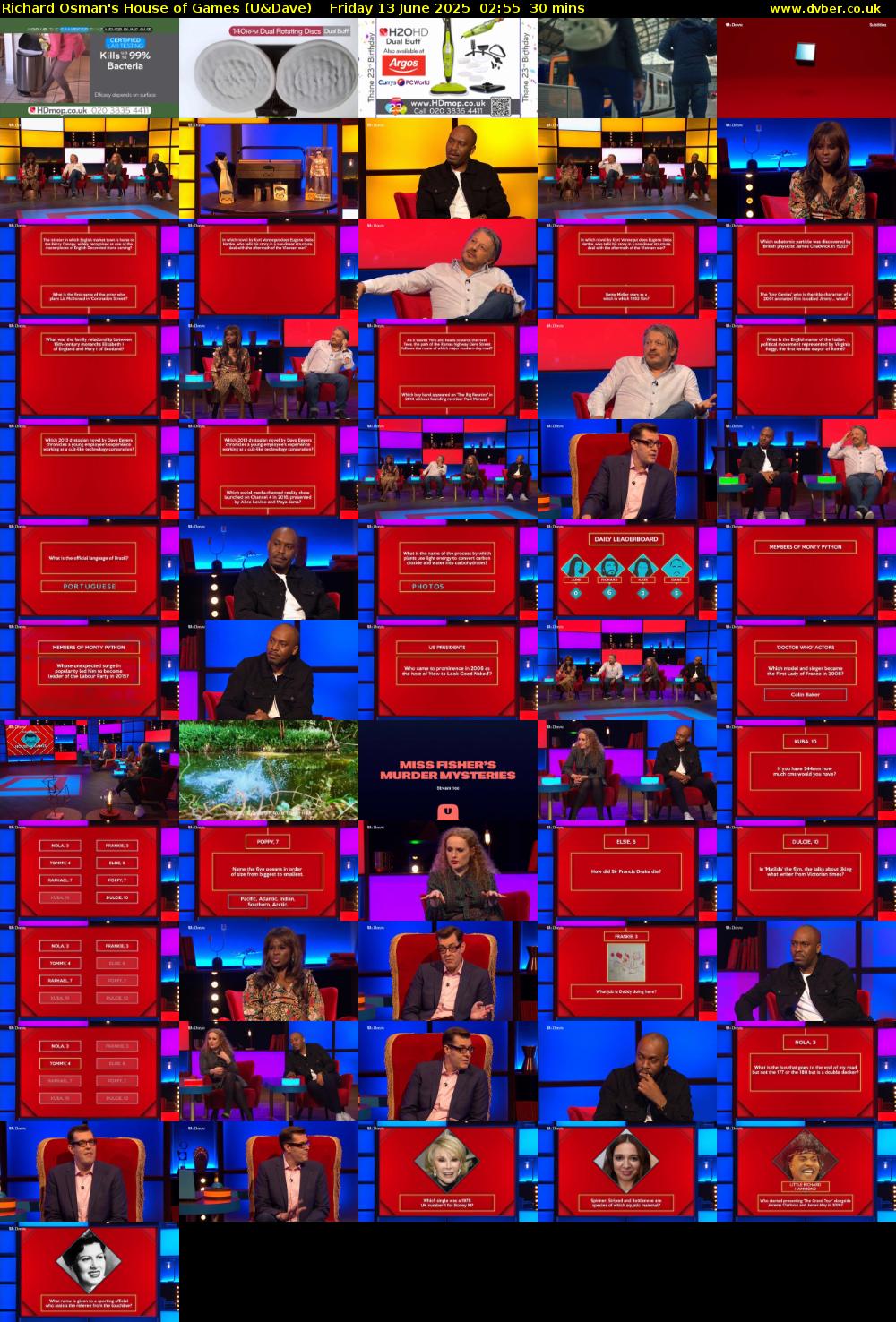 Richard Osman's House of Games (U&Dave) Friday 13 June 2025 02:55 - 03:25