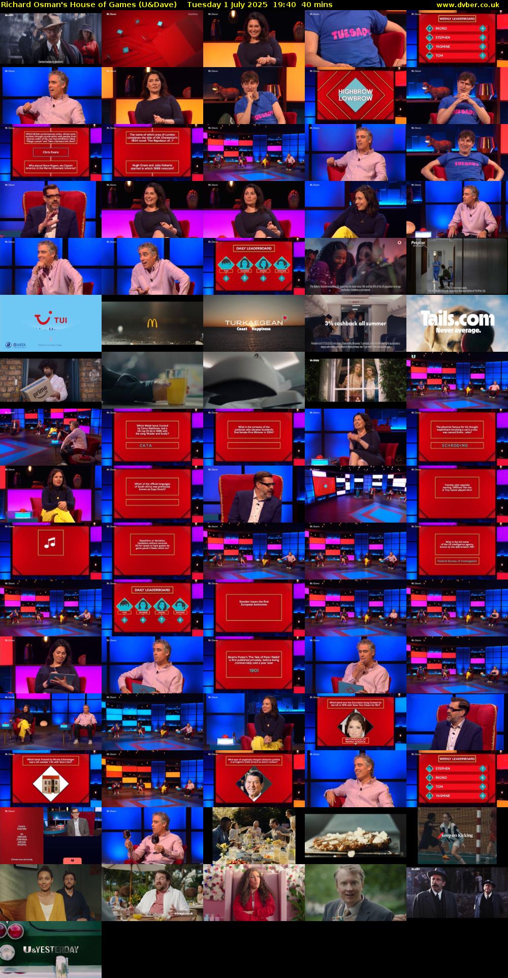 Richard Osman's House of Games (U&Dave) Tuesday 1 July 2025 19:40 - 20:20