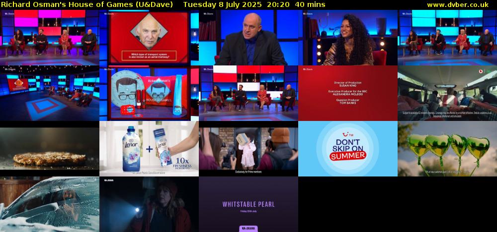 Richard Osman's House of Games (U&Dave) Tuesday 8 July 2025 20:20 - 21:00
