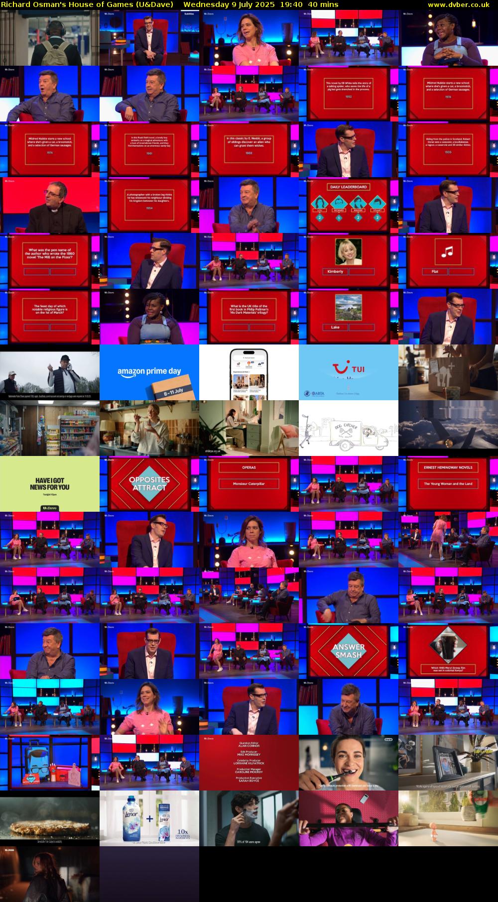 Richard Osman's House of Games (U&Dave) Wednesday 9 July 2025 19:40 - 20:20