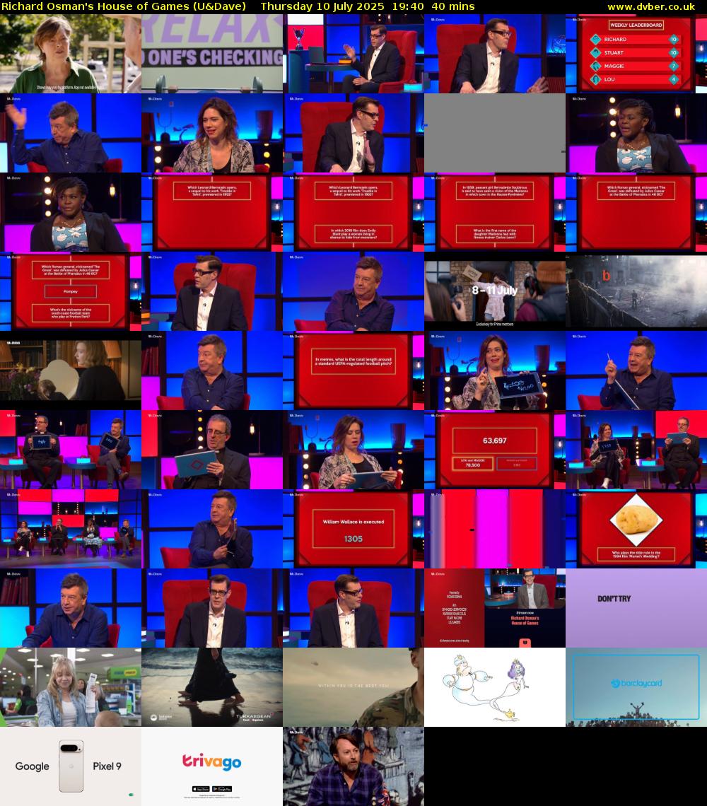 Richard Osman's House of Games (U&Dave) Thursday 10 July 2025 19:40 - 20:20