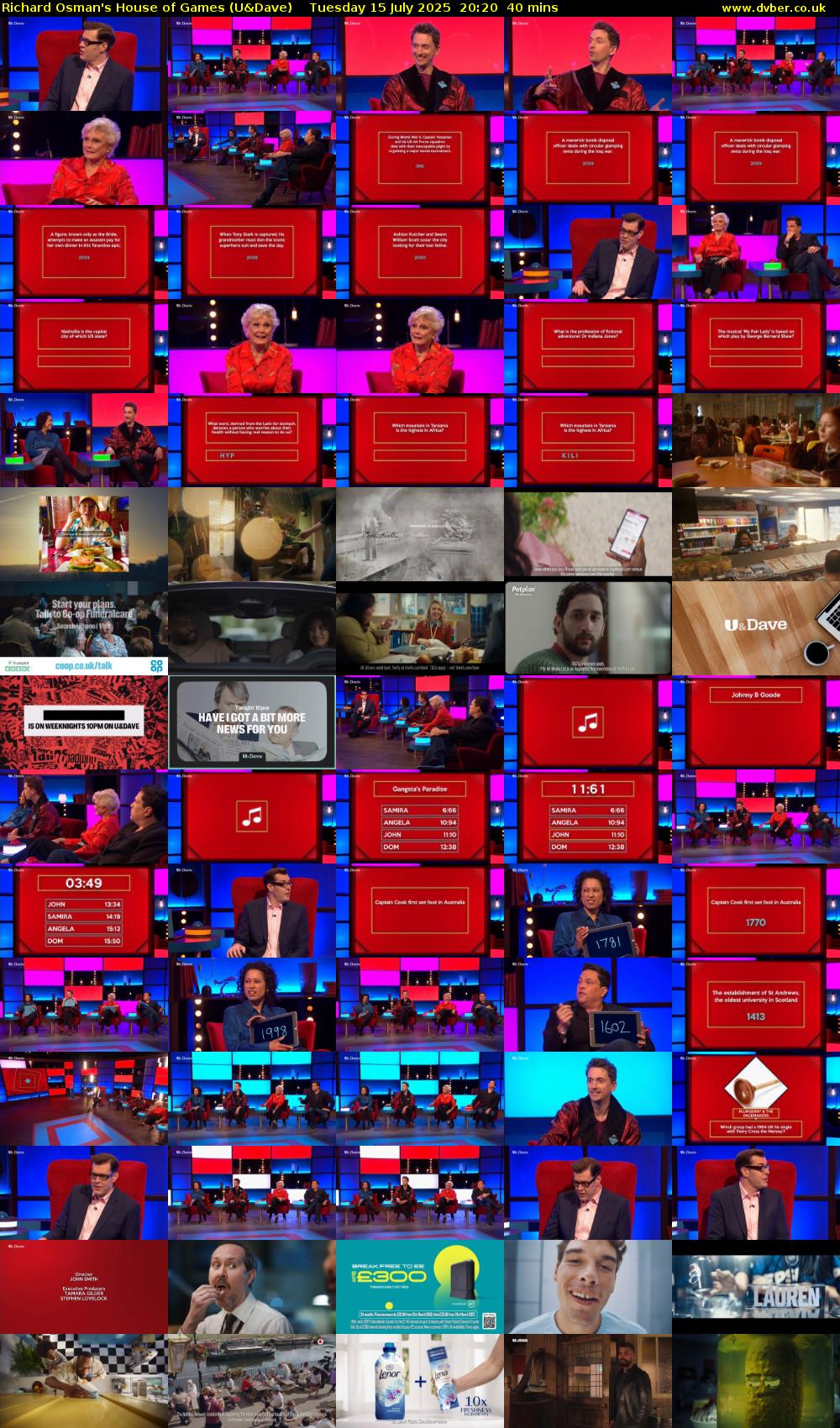 Richard Osman's House of Games (U&Dave) Tuesday 15 July 2025 20:20 - 21:00