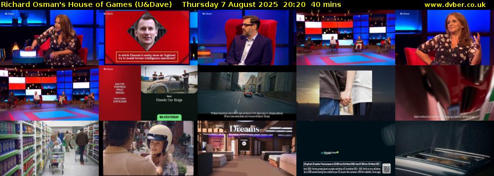Richard Osman's House of Games (U&Dave) Thursday 7 August 2025 20:20 - 21:00