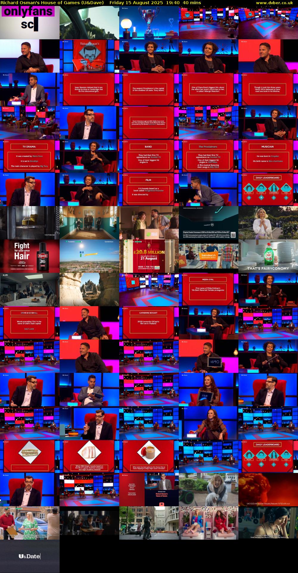 Richard Osman's House of Games (U&Dave) Friday 15 August 2025 19:40 - 20:20