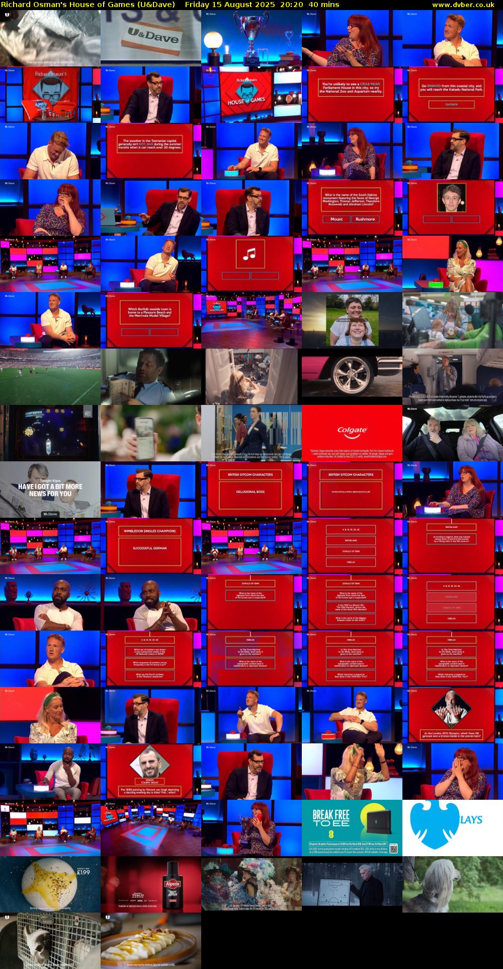 Richard Osman's House of Games (U&Dave) Friday 15 August 2025 20:20 - 21:00