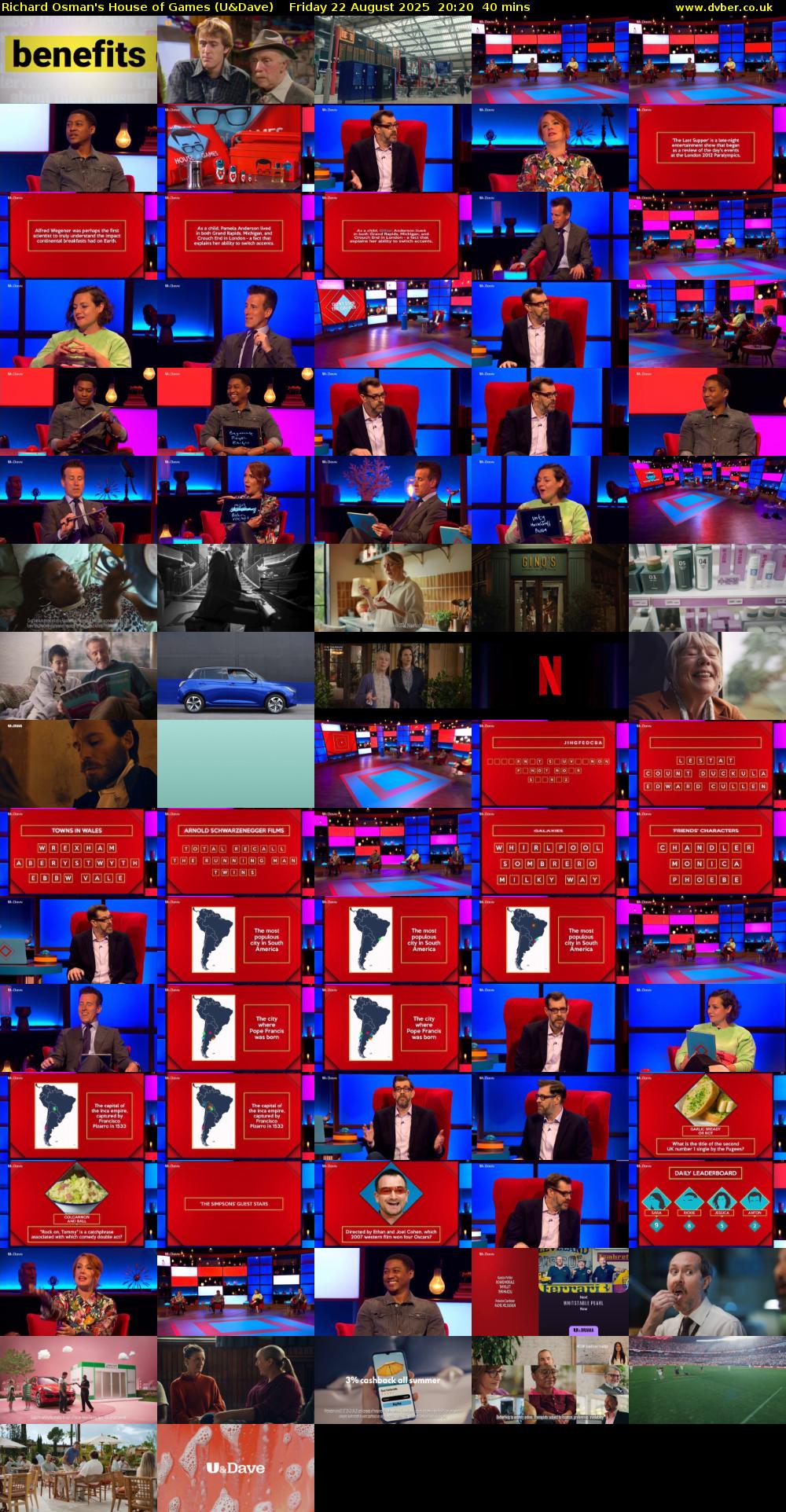 Richard Osman's House of Games (U&Dave) Friday 22 August 2025 20:20 - 21:00