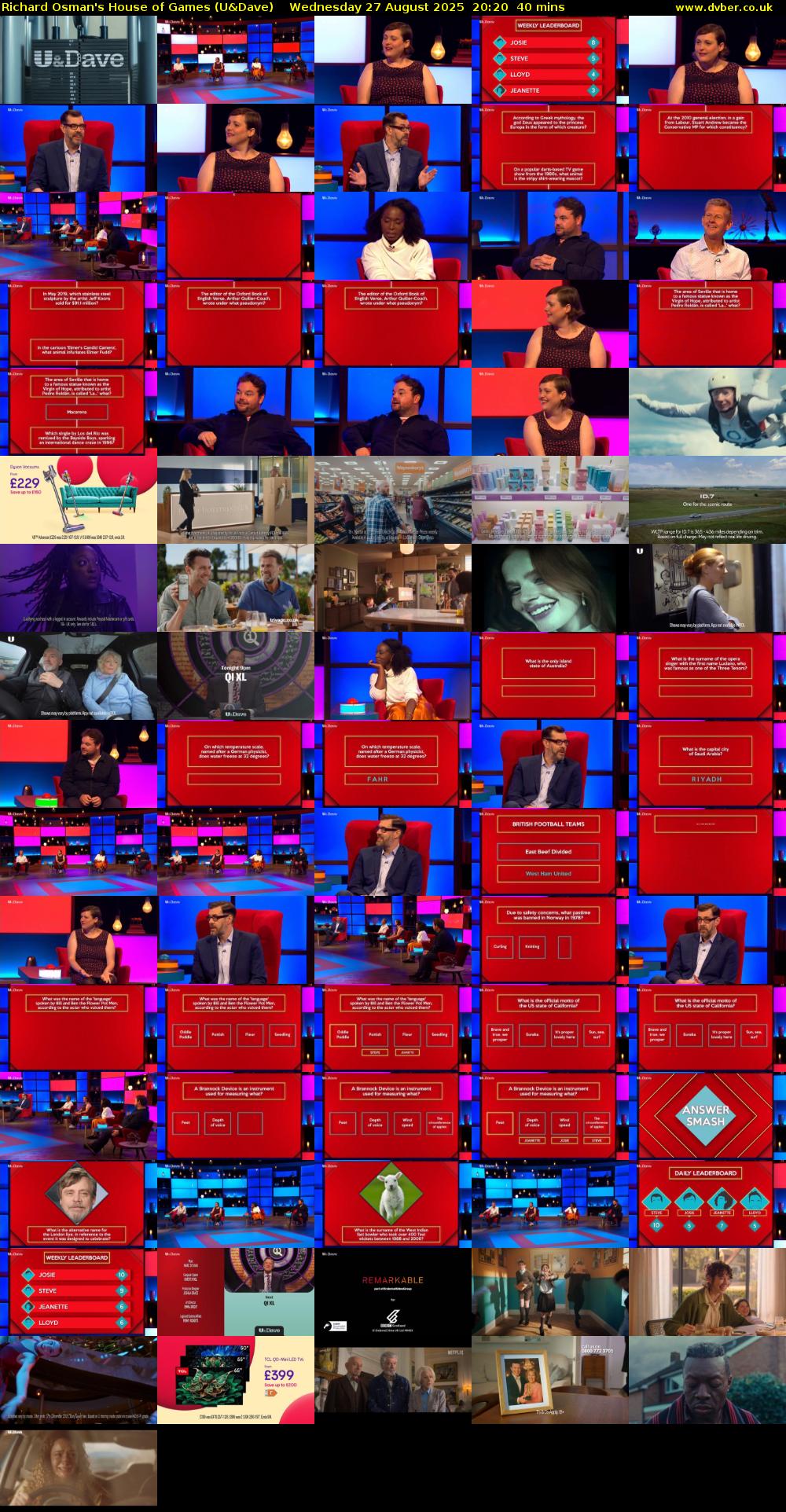 Richard Osman's House of Games (U&Dave) Wednesday 27 August 2025 20:20 - 21:00