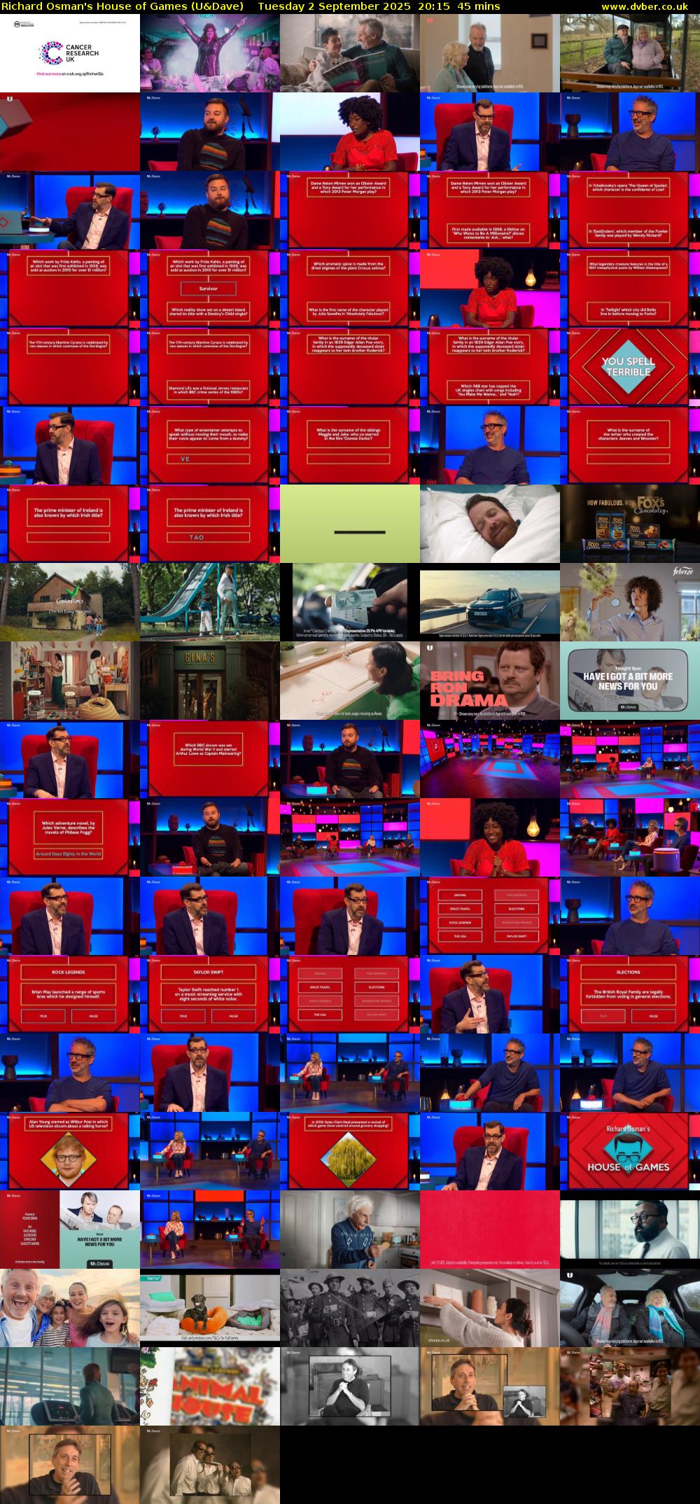 Richard Osman's House of Games (U&Dave) Tuesday 2 September 2025 20:15 - 21:00