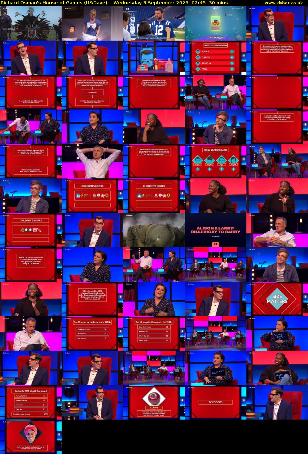 Richard Osman's House of Games (U&Dave) Wednesday 3 September 2025 02:45 - 03:15