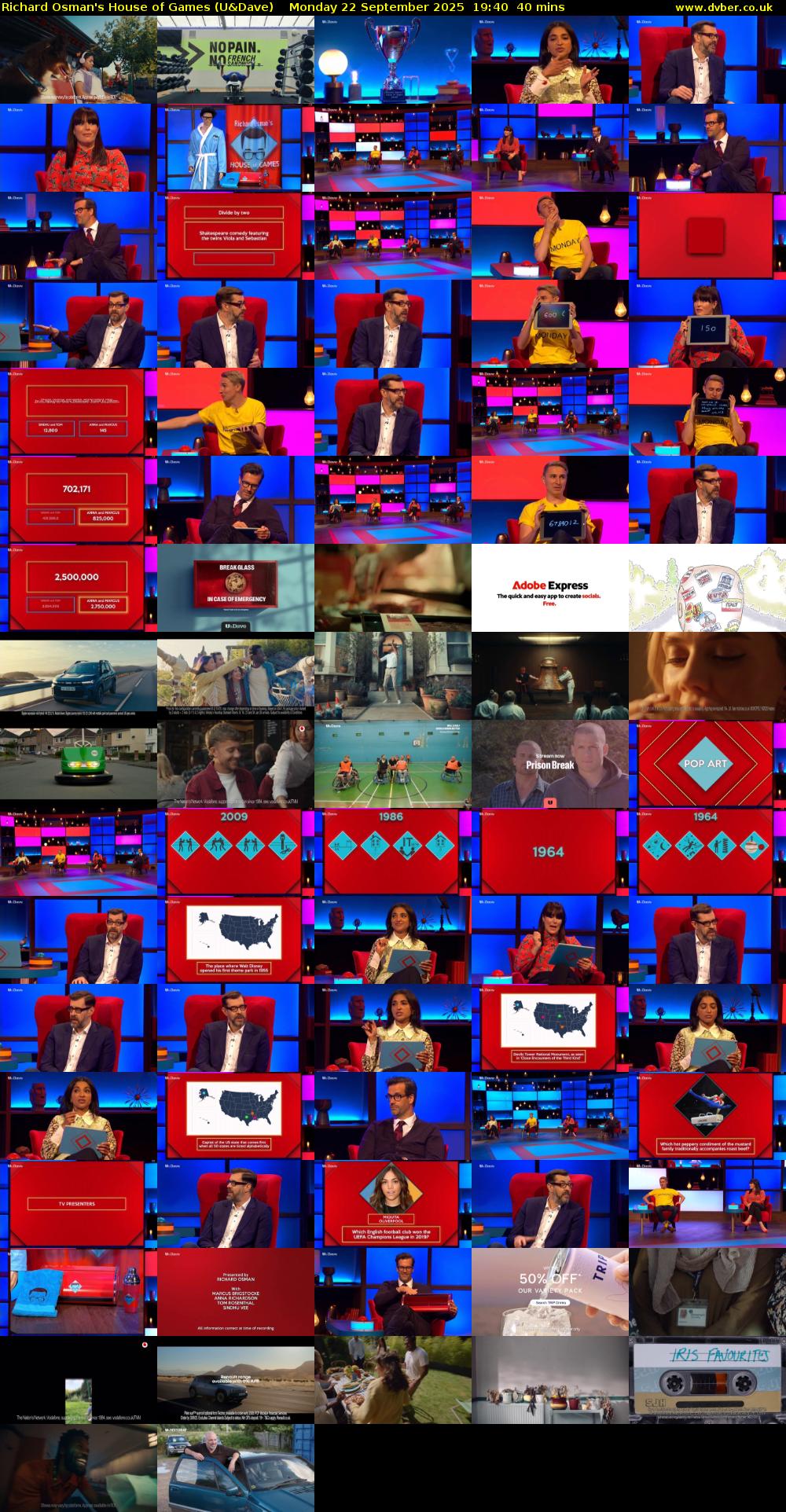Richard Osman's House of Games (U&Dave) Monday 22 September 2025 19:40 - 20:20