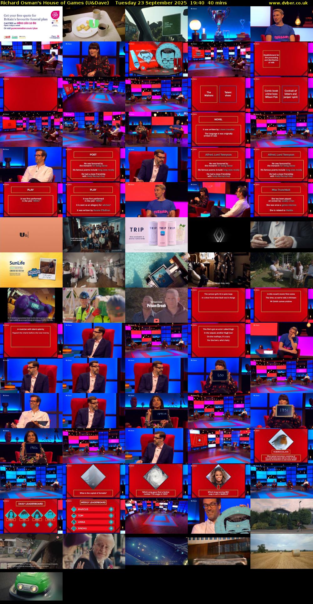 Richard Osman's House of Games (U&Dave) Tuesday 23 September 2025 19:40 - 20:20