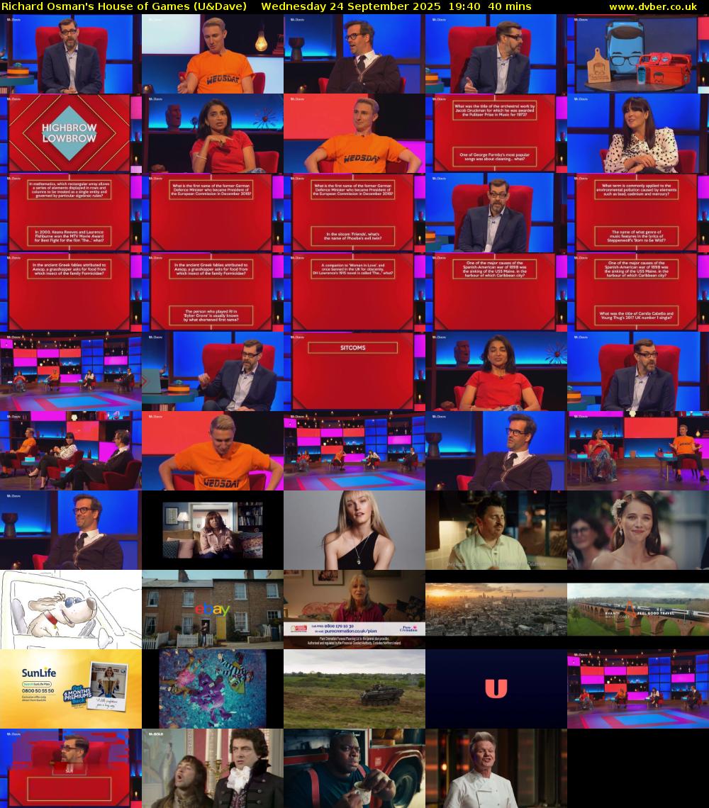 Richard Osman's House of Games (U&Dave) Wednesday 24 September 2025 19:40 - 20:20