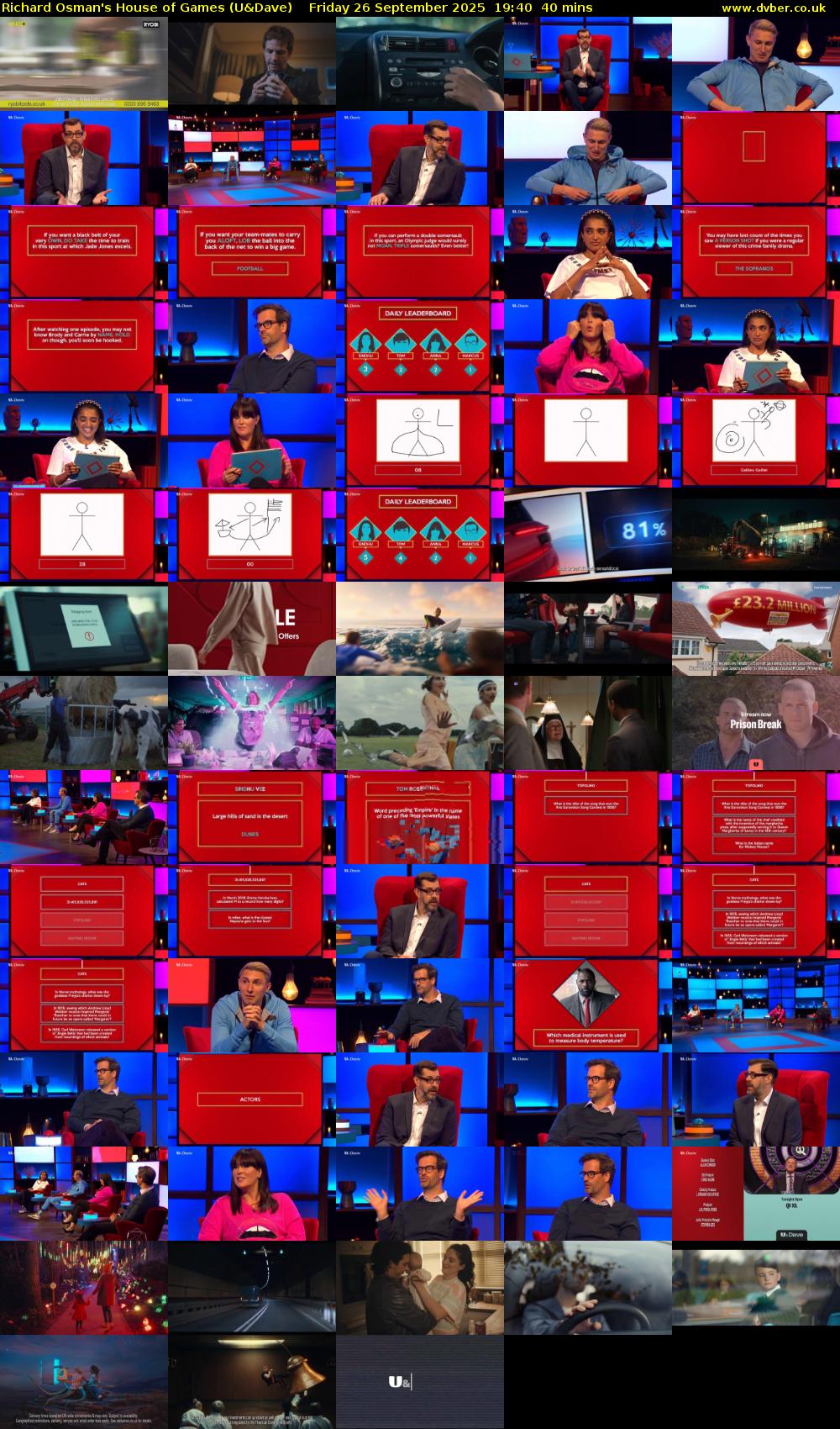 Richard Osman's House of Games (U&Dave) Friday 26 September 2025 19:40 - 20:20