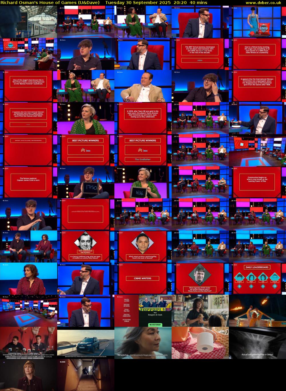 Richard Osman's House of Games (U&Dave) Tuesday 30 September 2025 20:20 - 21:00