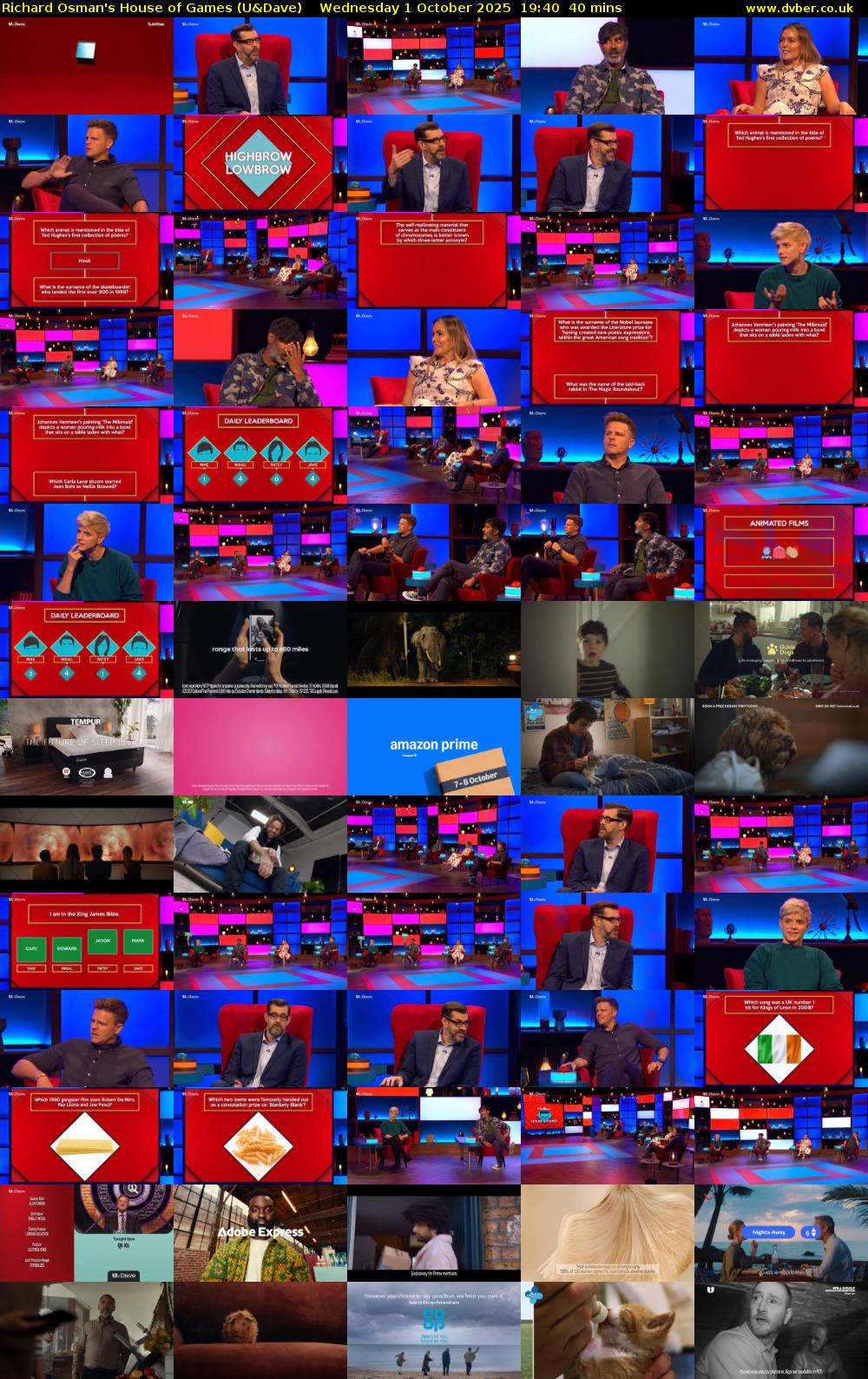 Richard Osman's House of Games (U&Dave) Wednesday 1 October 2025 19:40 - 20:20