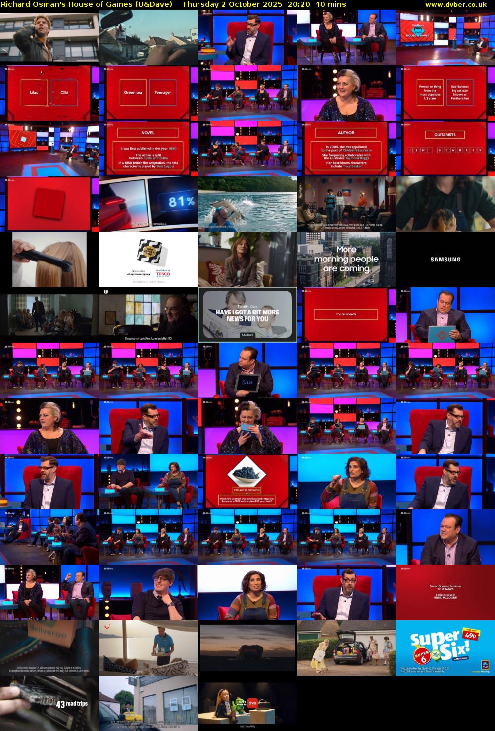 Richard Osman's House of Games (U&Dave) Thursday 2 October 2025 20:20 - 21:00