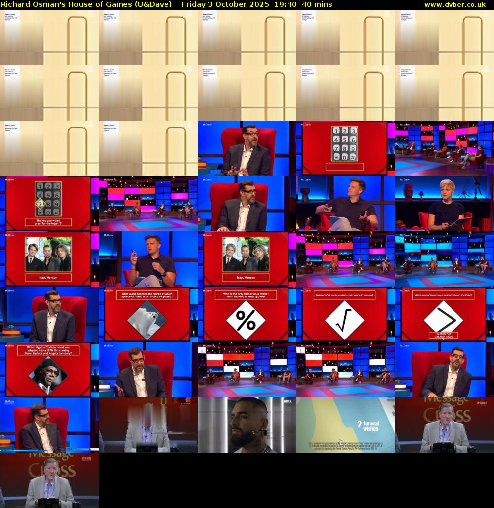 Richard Osman's House of Games (U&Dave) Friday 3 October 2025 19:40 - 20:20