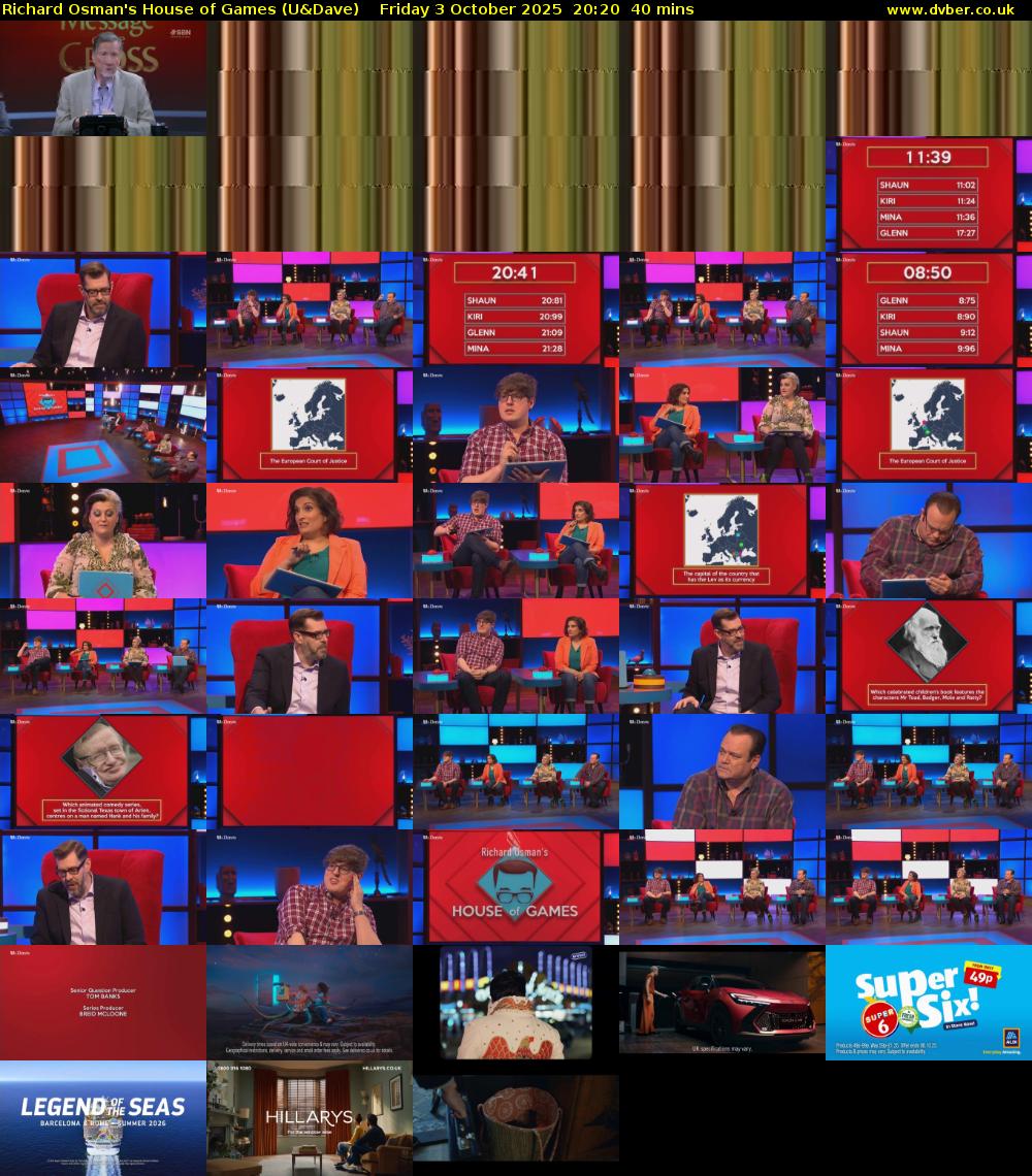 Richard Osman's House of Games (U&Dave) Friday 3 October 2025 20:20 - 21:00
