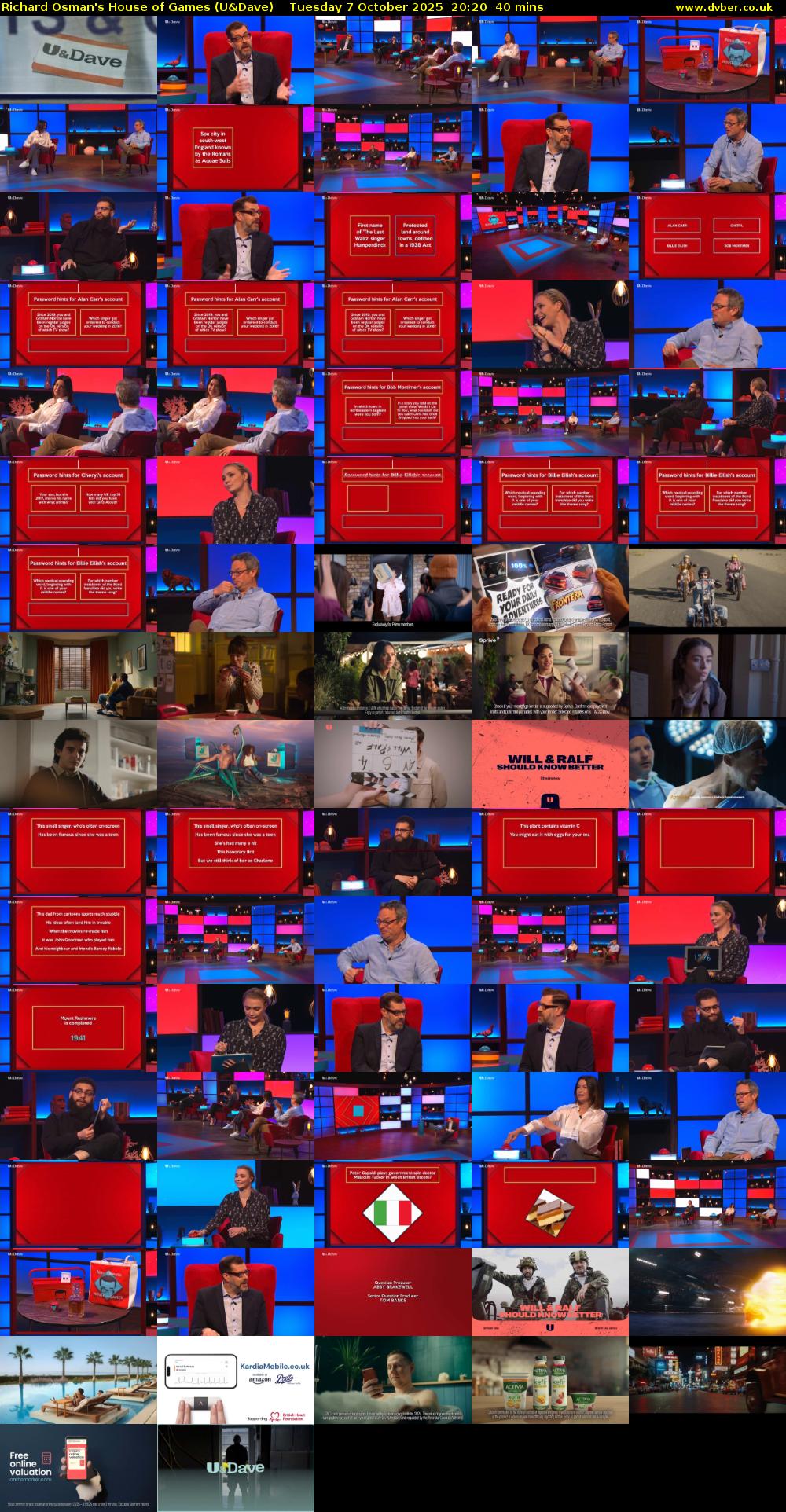 Richard Osman's House of Games (U&Dave) Tuesday 7 October 2025 20:20 - 21:00