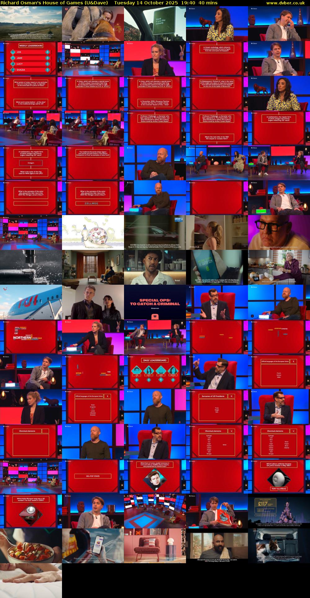 Richard Osman's House of Games (U&Dave) Tuesday 14 October 2025 19:40 - 20:20
