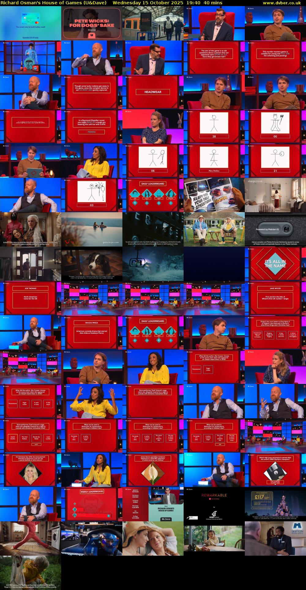 Richard Osman's House of Games (U&Dave) Wednesday 15 October 2025 19:40 - 20:20