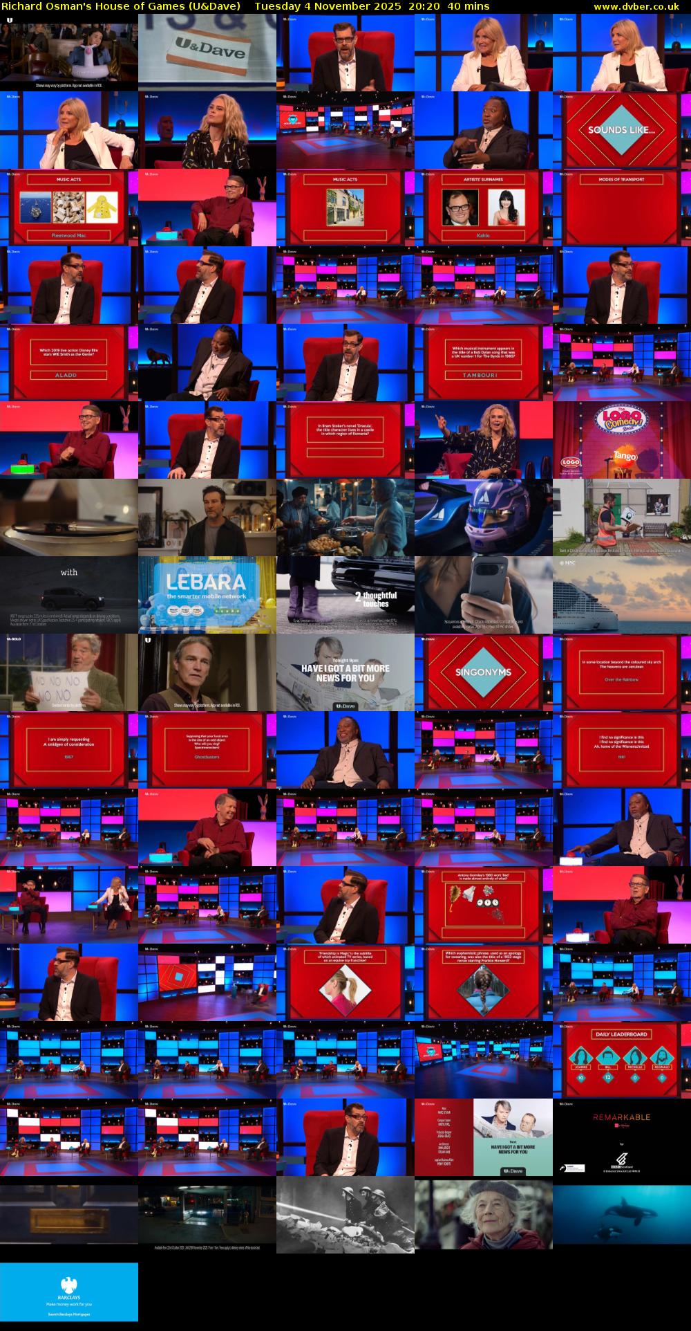 Richard Osman's House of Games (U&Dave) Tuesday 4 November 2025 20:20 - 21:00